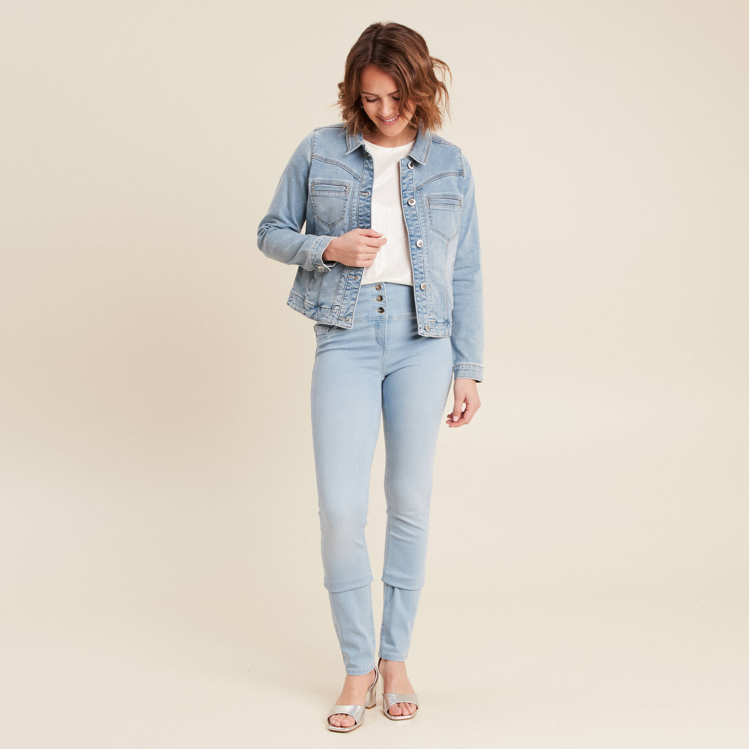 blouson en jean denim baby bleu femme Blouson en jean denim baby bleu femme