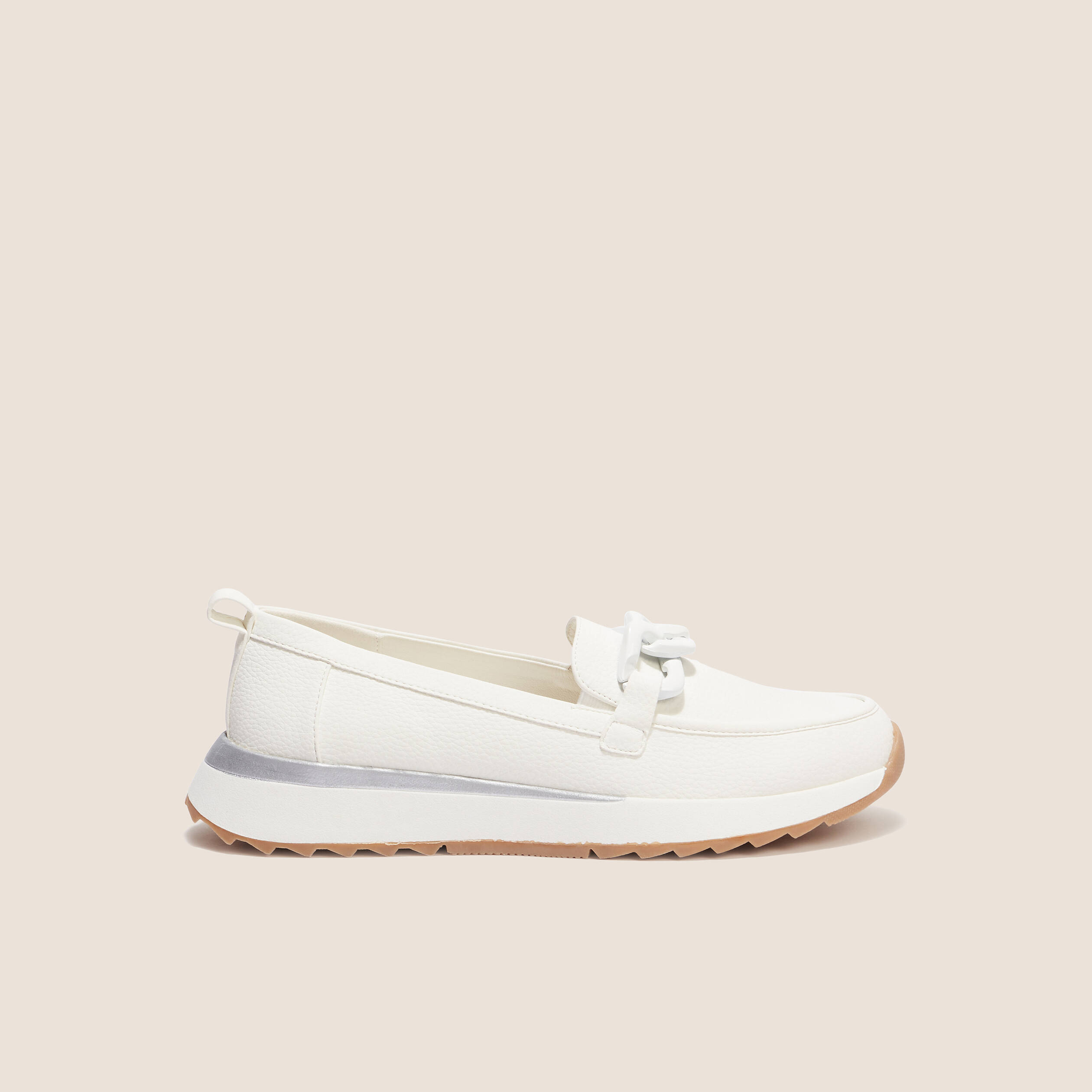 mocassins detail chaine blanc femme Mocassins détail chaîne blanc femme