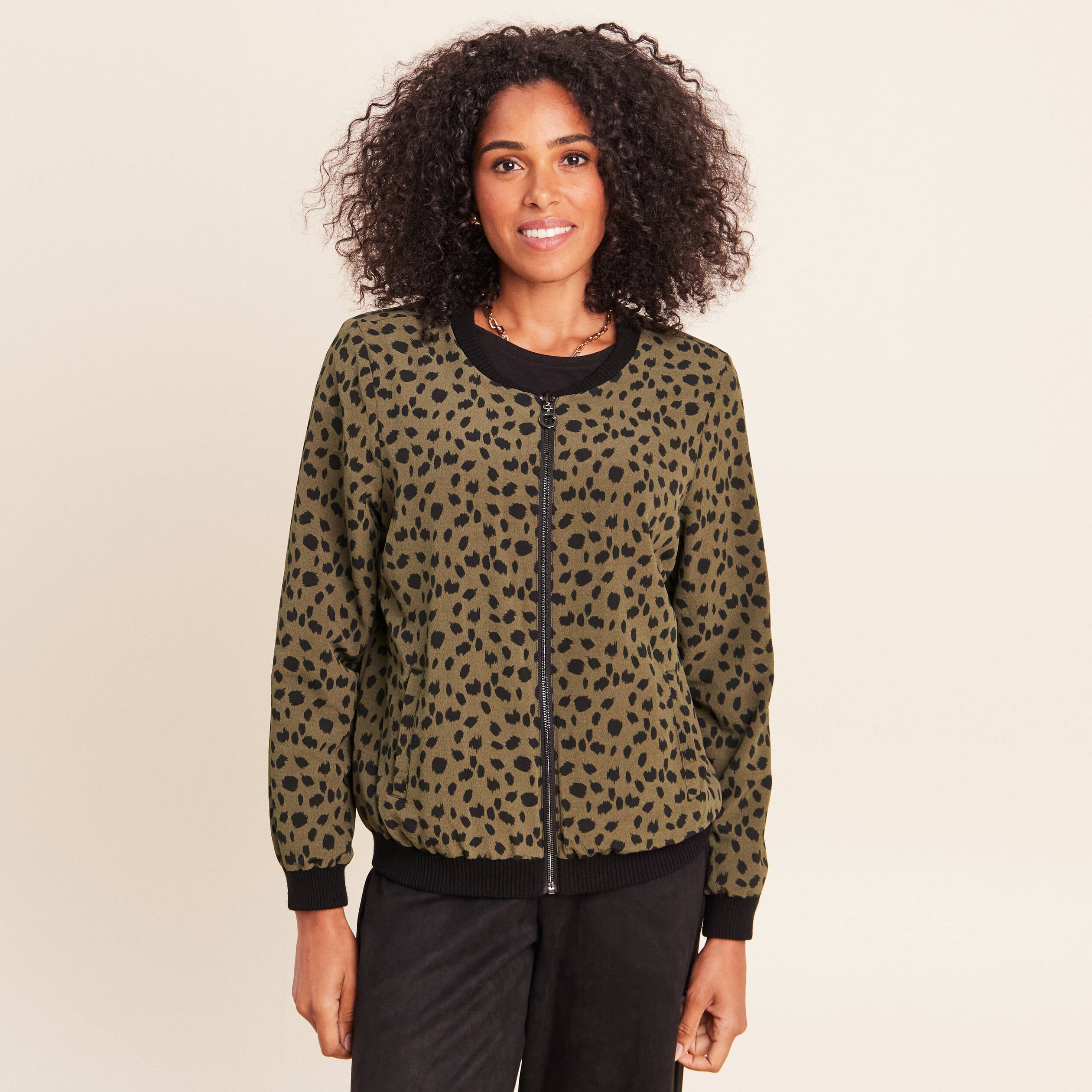 Gilet r&eacute;versible manches longues vert femme