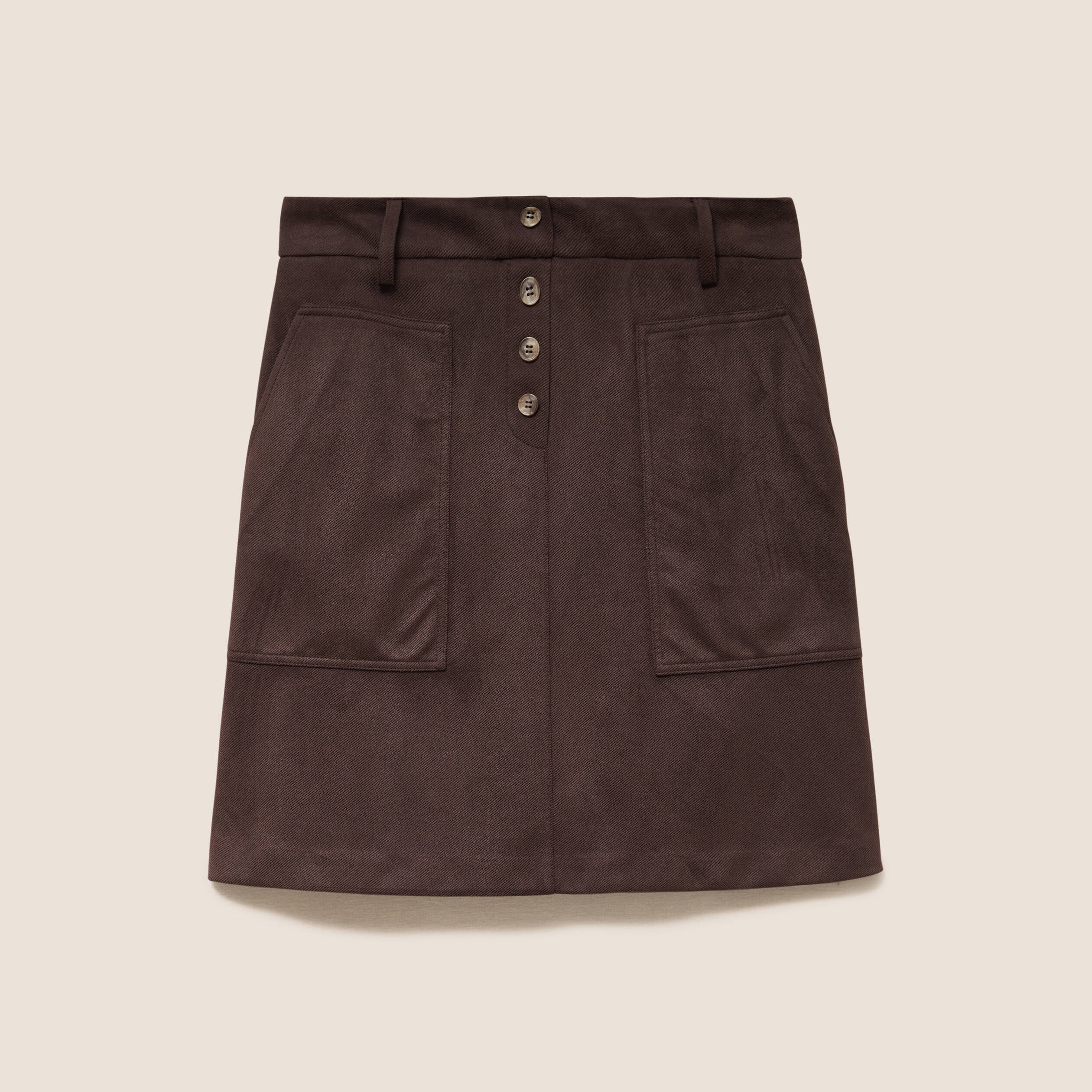 Jupe aspect daim marron fonc&eacute; femme