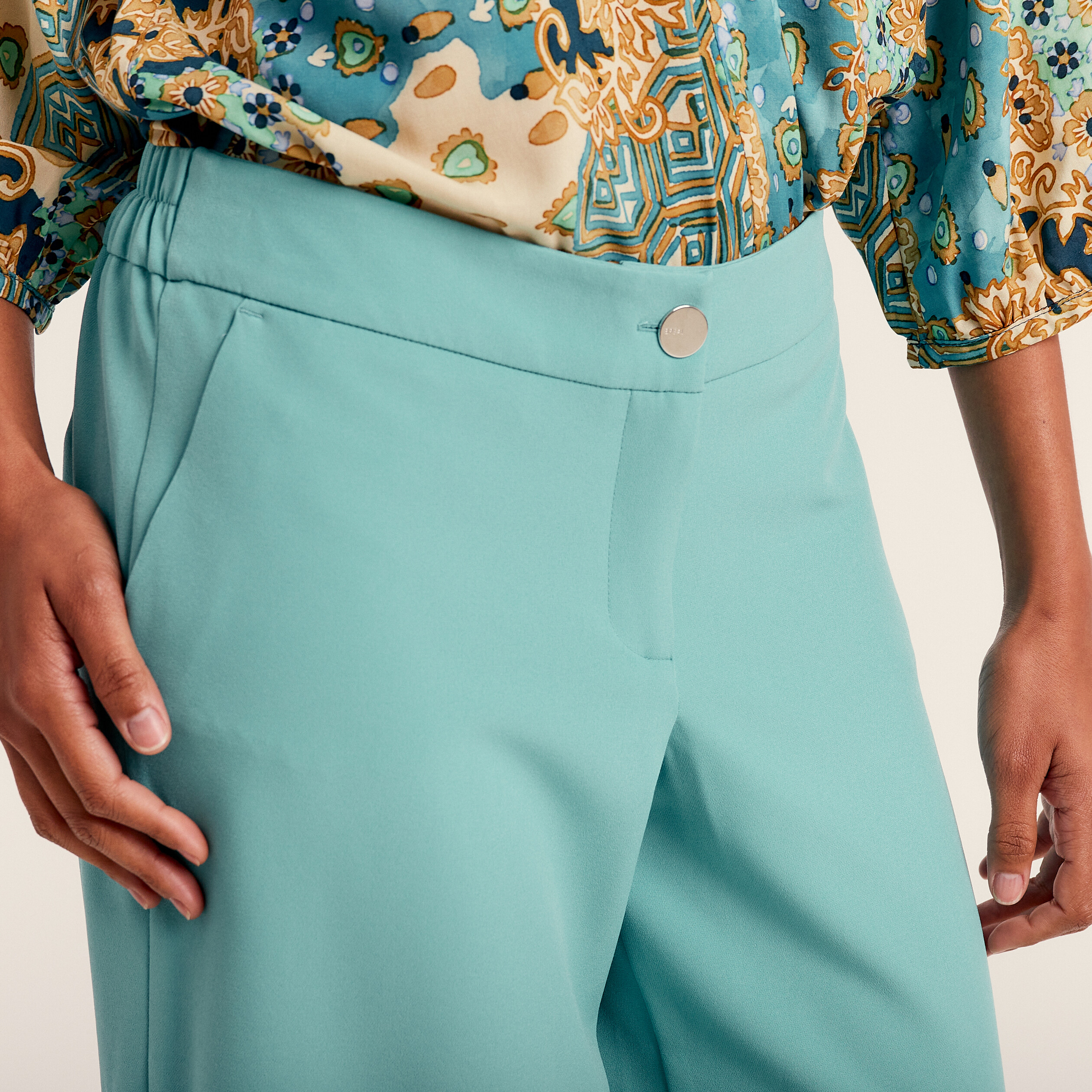 pantalon flou 78eme bleu canard femme Pantalon flou 7/8ème bleu canard femme