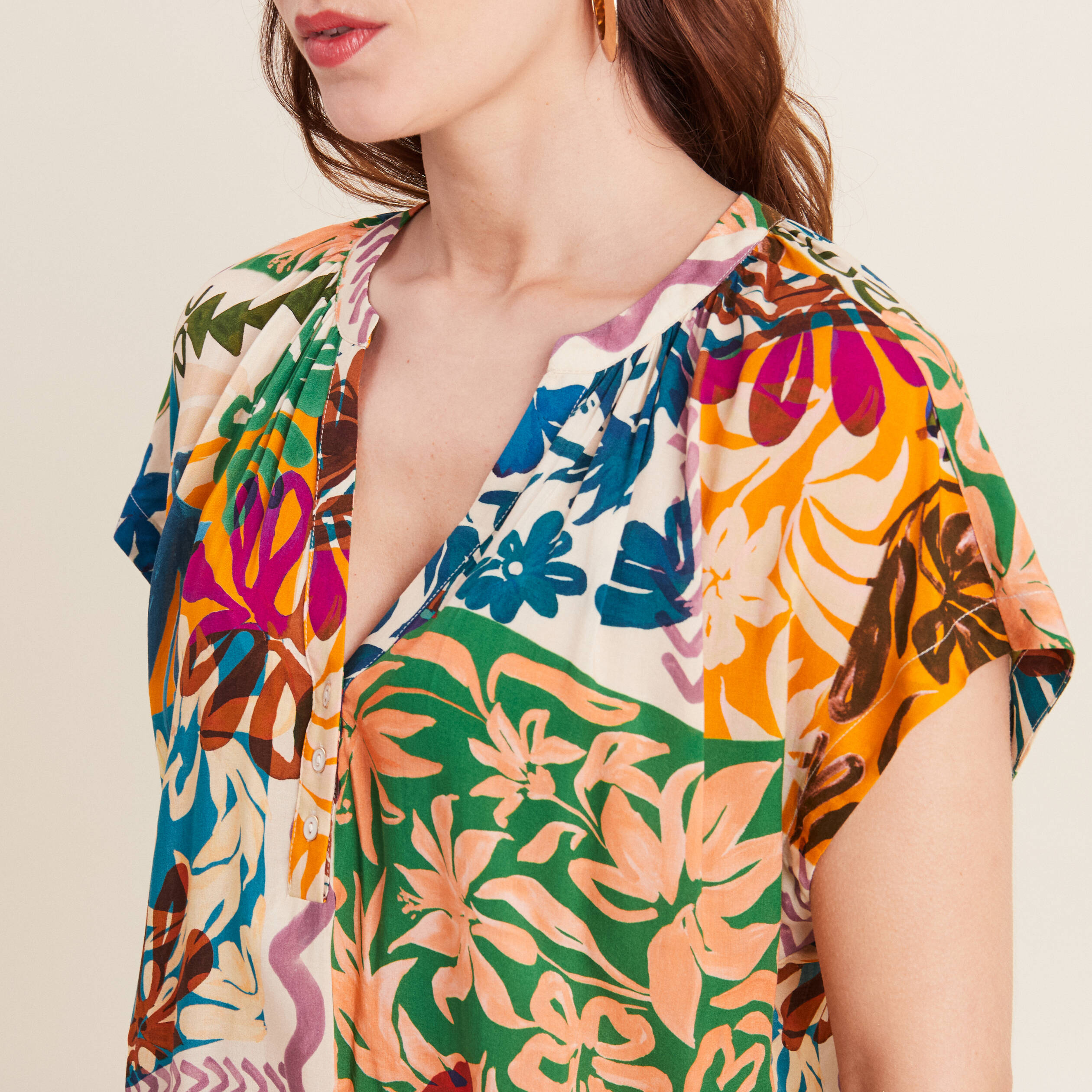 blouse manches courtes multicolore femme Blouse manches courtes multicolore femme