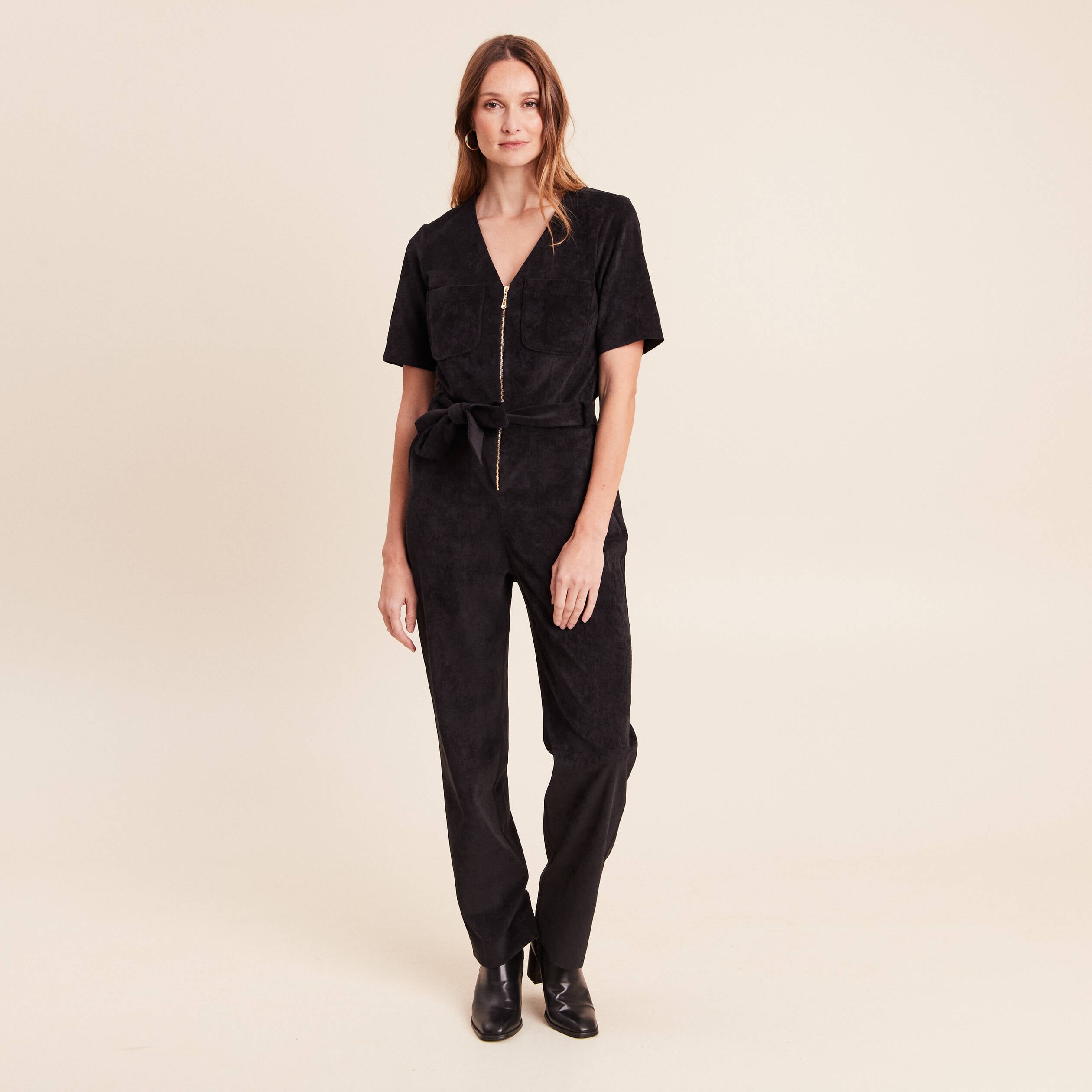 Combinaison en velours noir femme