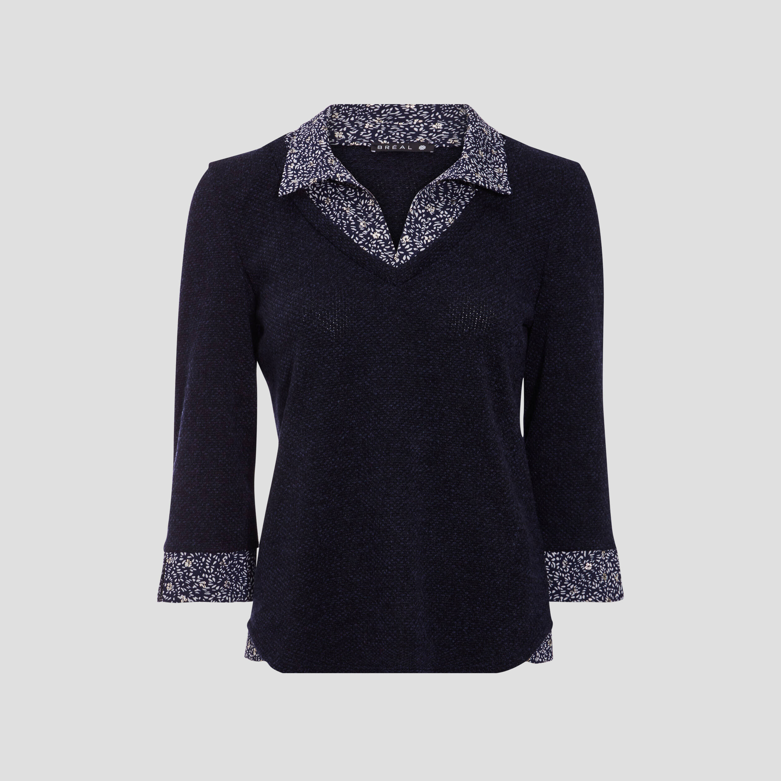 T-shirt manches 3/4 bleu femme