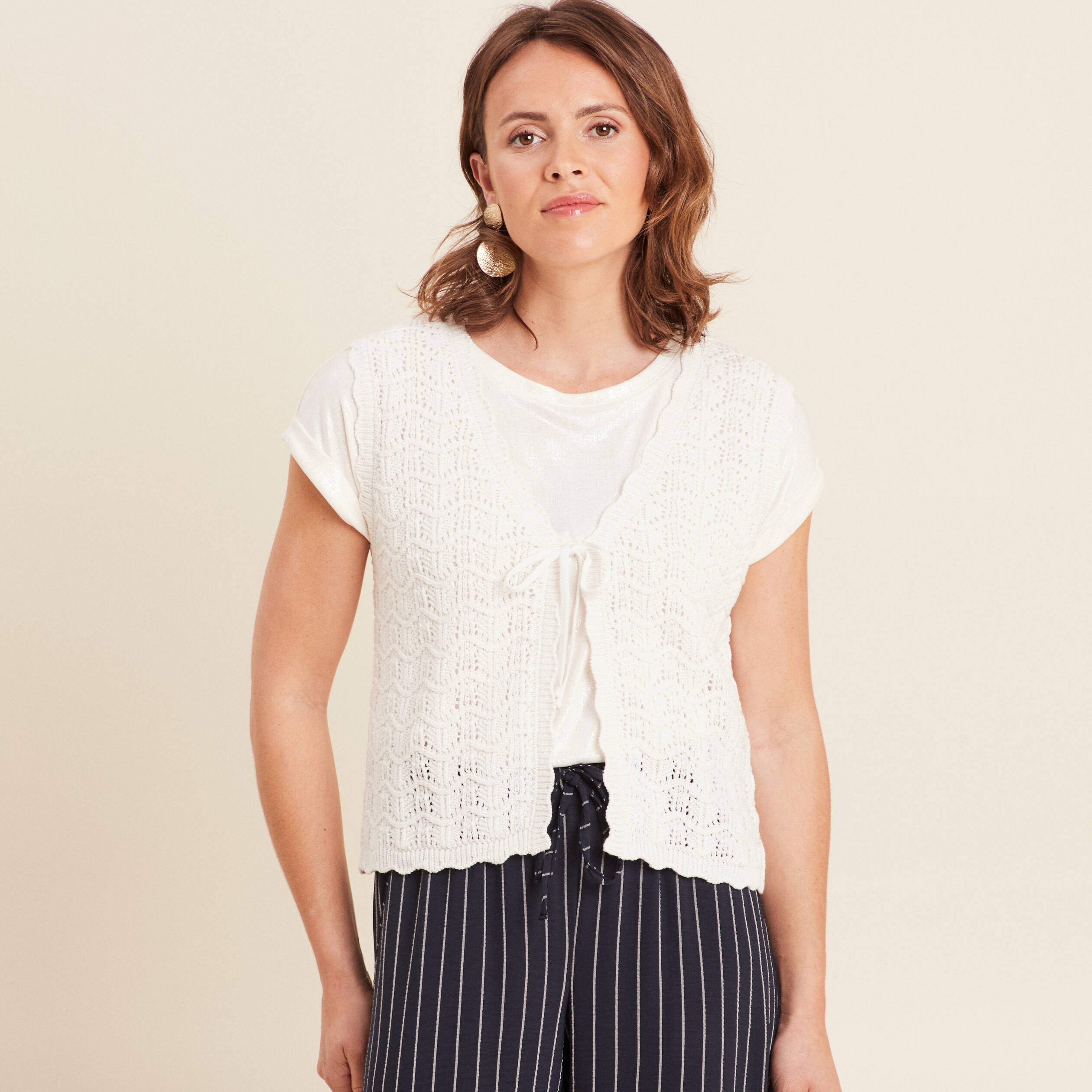 Gilet sans manches blanc femme