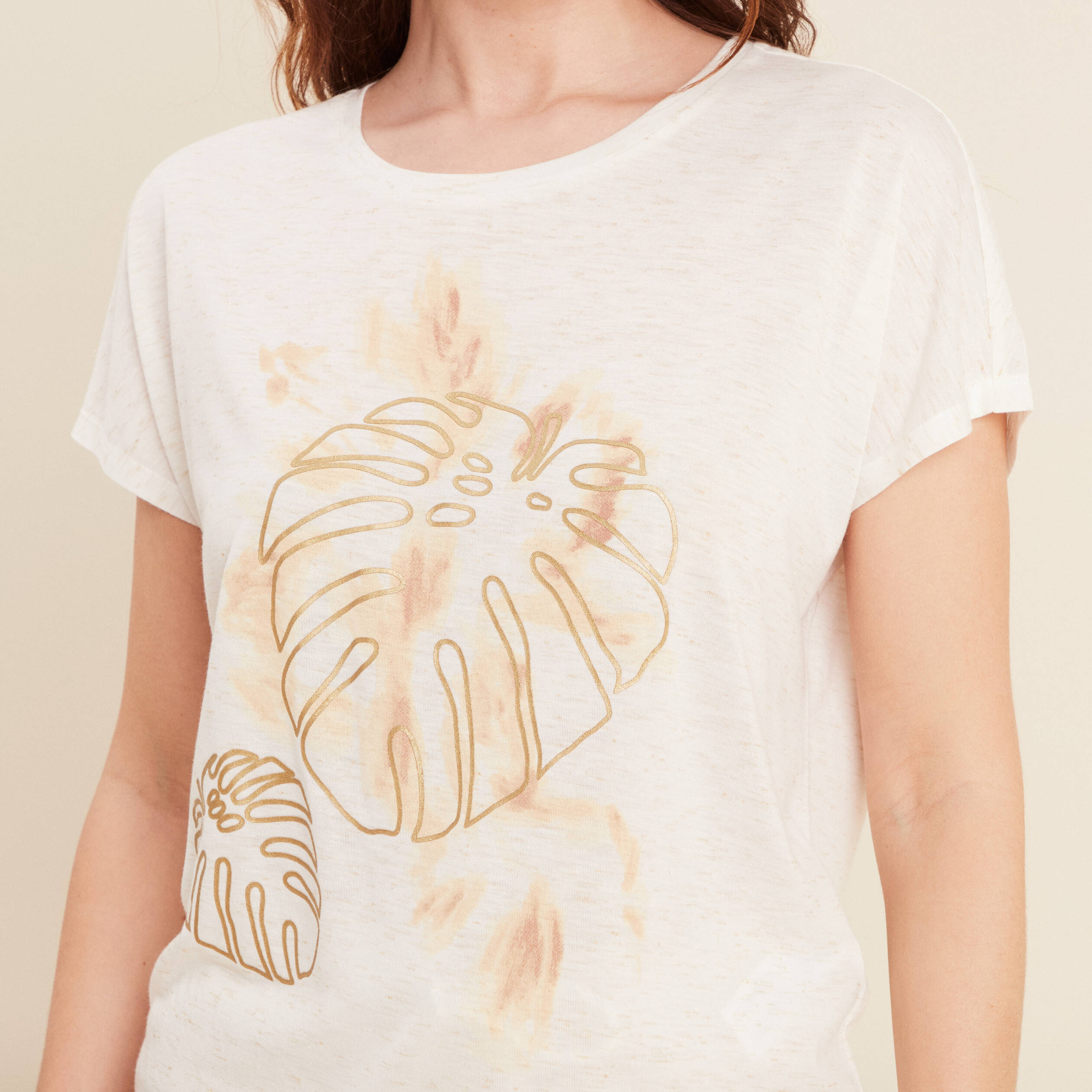 t shirt manches courtes ecru femme T-shirt manches courtes ecru femme