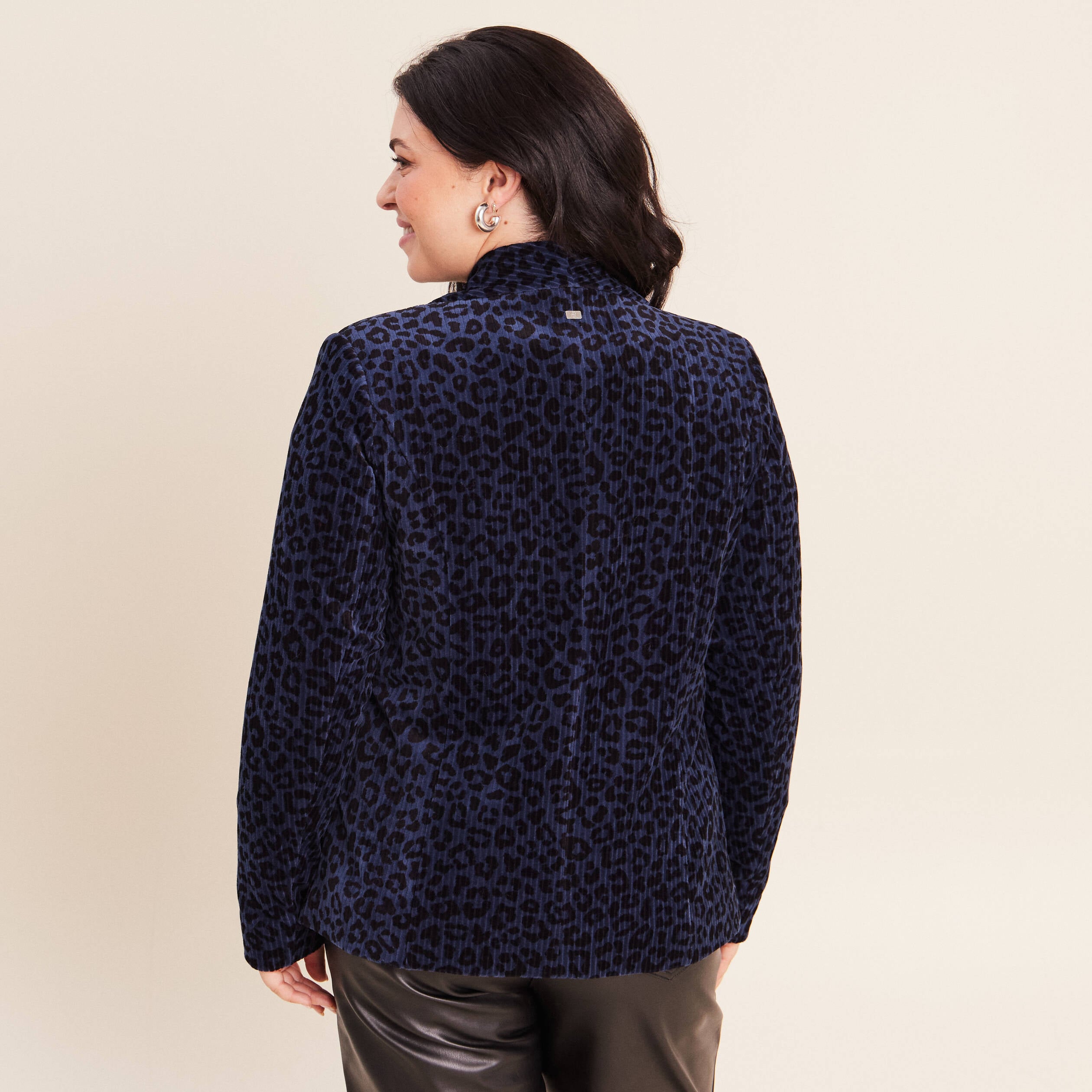 Veste tailleur velours bleu femme
