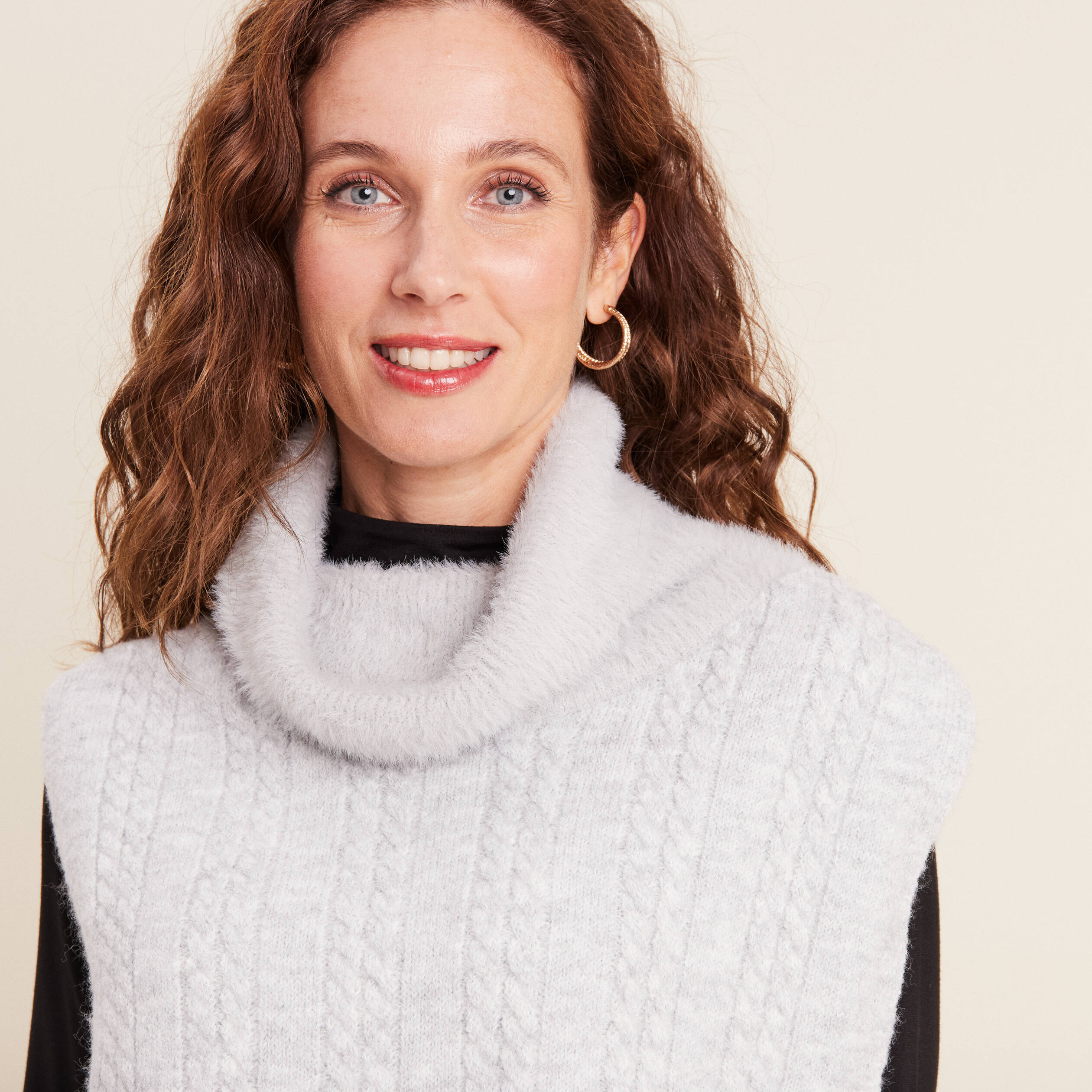 Pull Femme En Cachemire 95% Et Laine - Col Roulé Torsadé Épais - WEWE