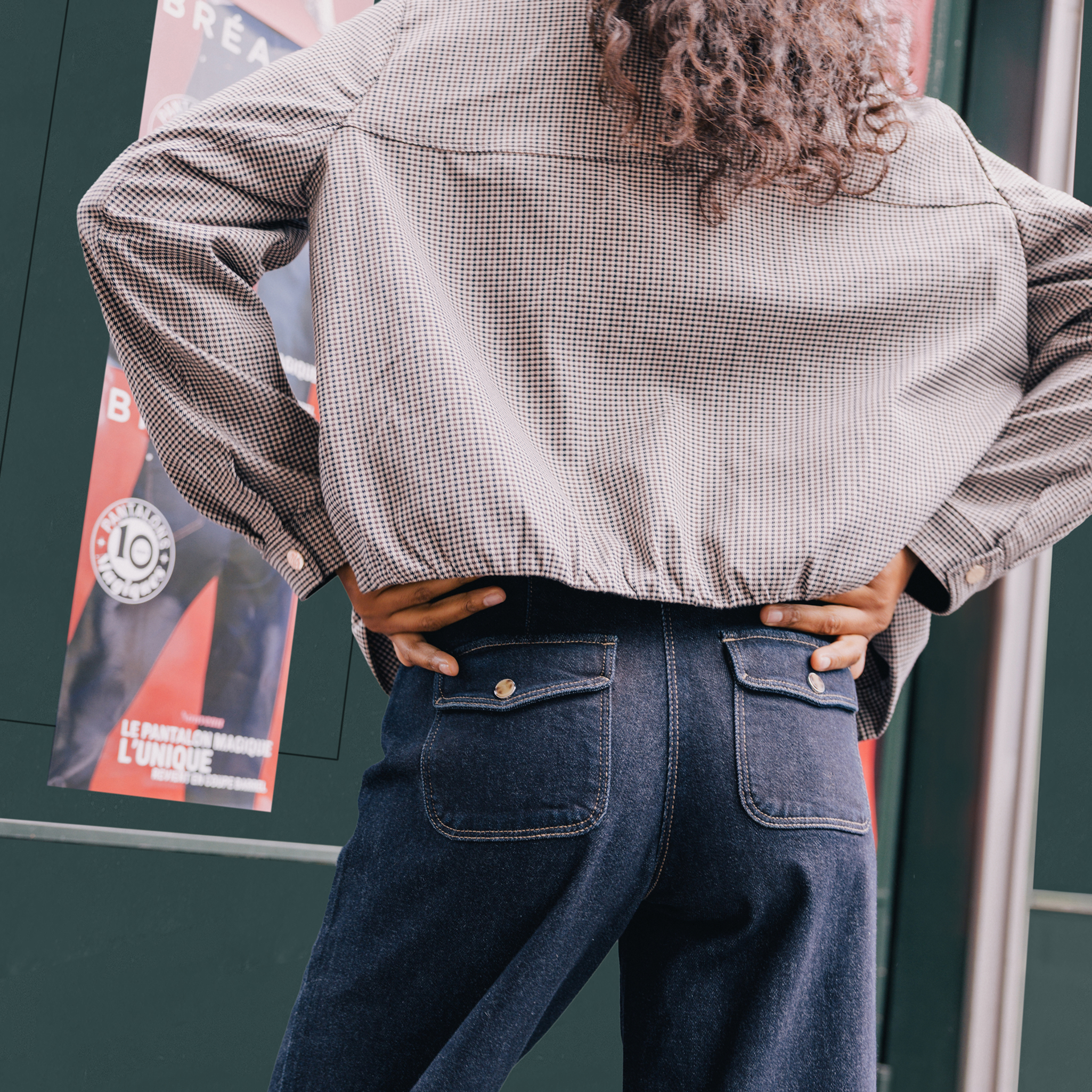 Veste col montant doubl&eacute;e marron femme
