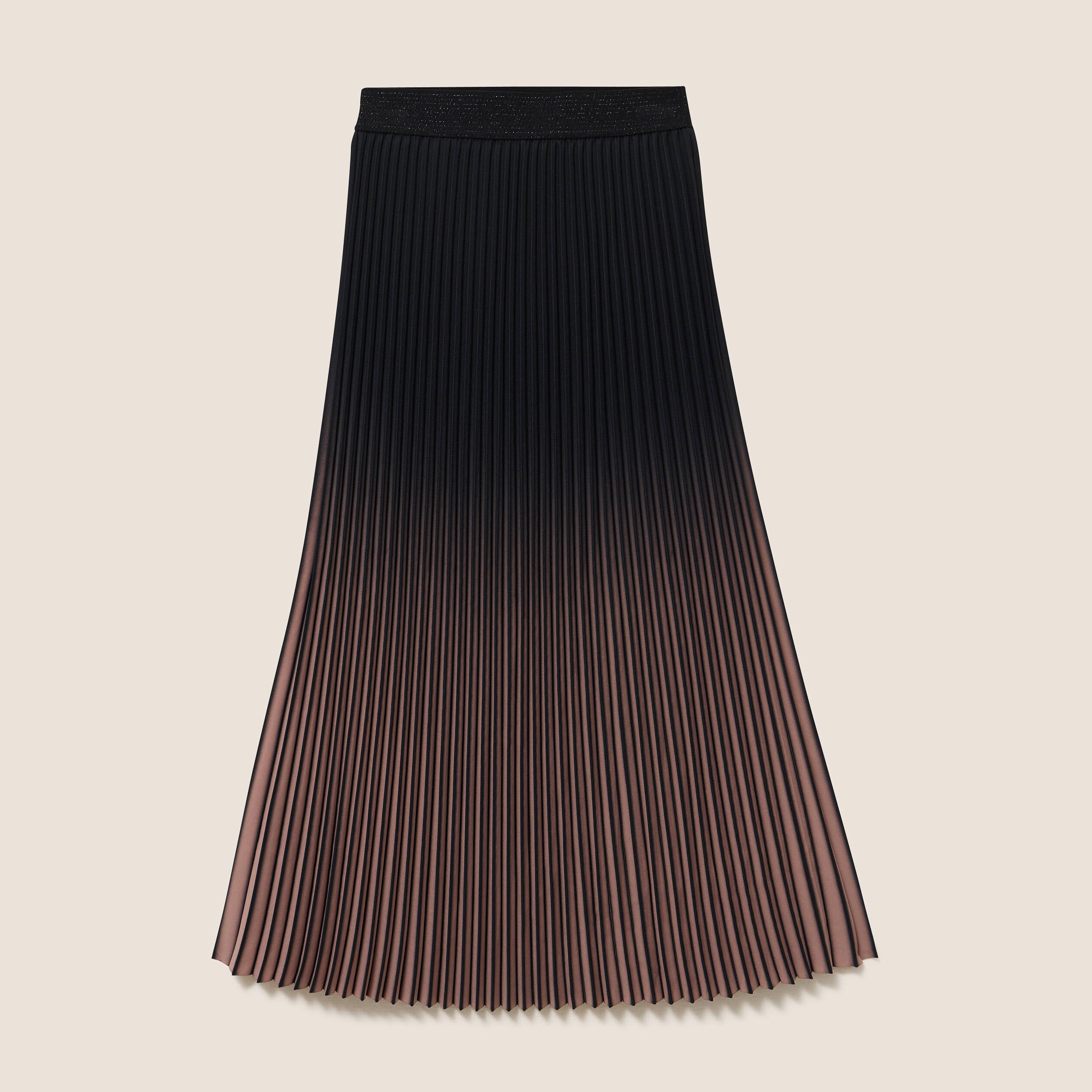 Jupe midi patineuse pliss&eacute;e marron fonc&eacute; femme