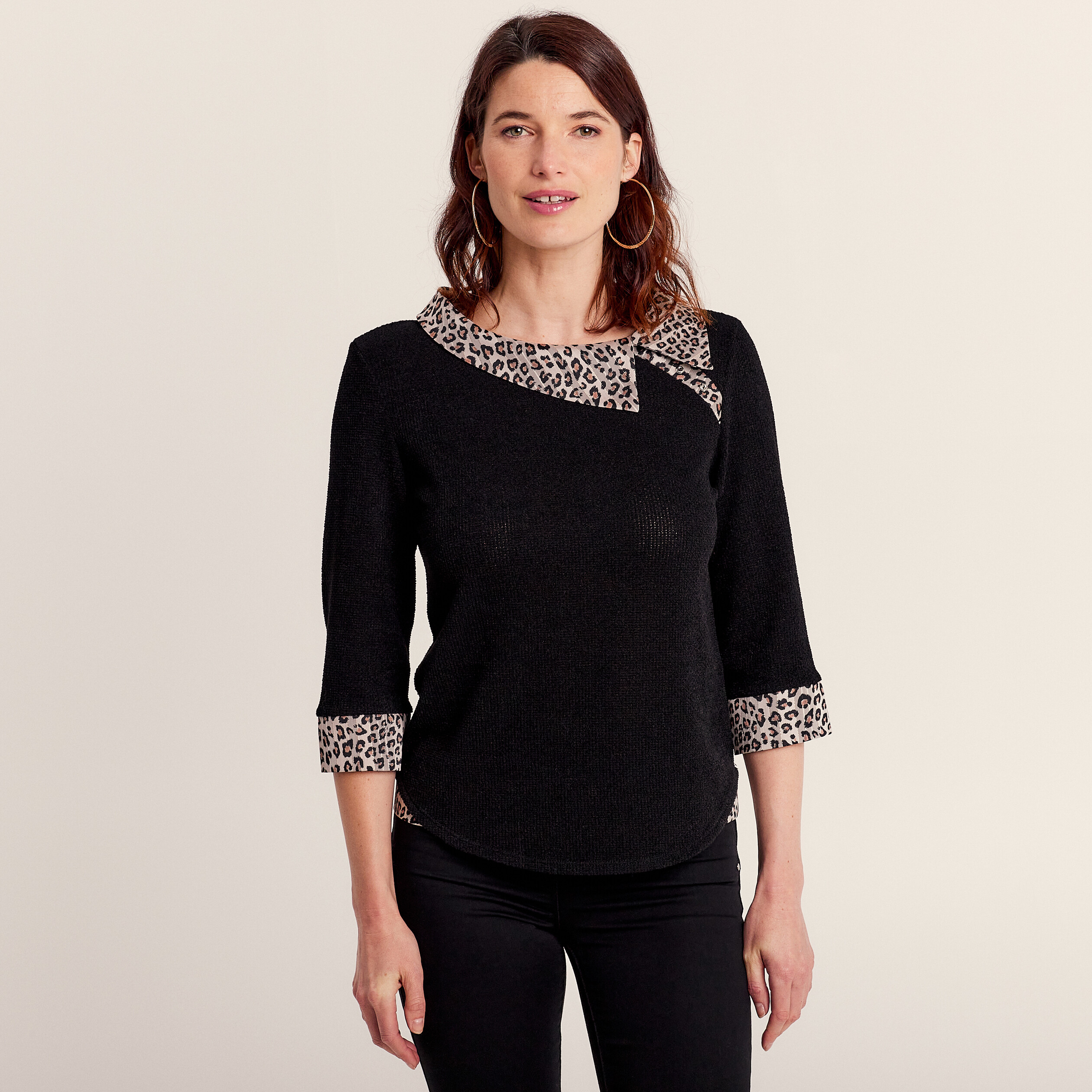 T-shirt manches 3/4 ecru femme
