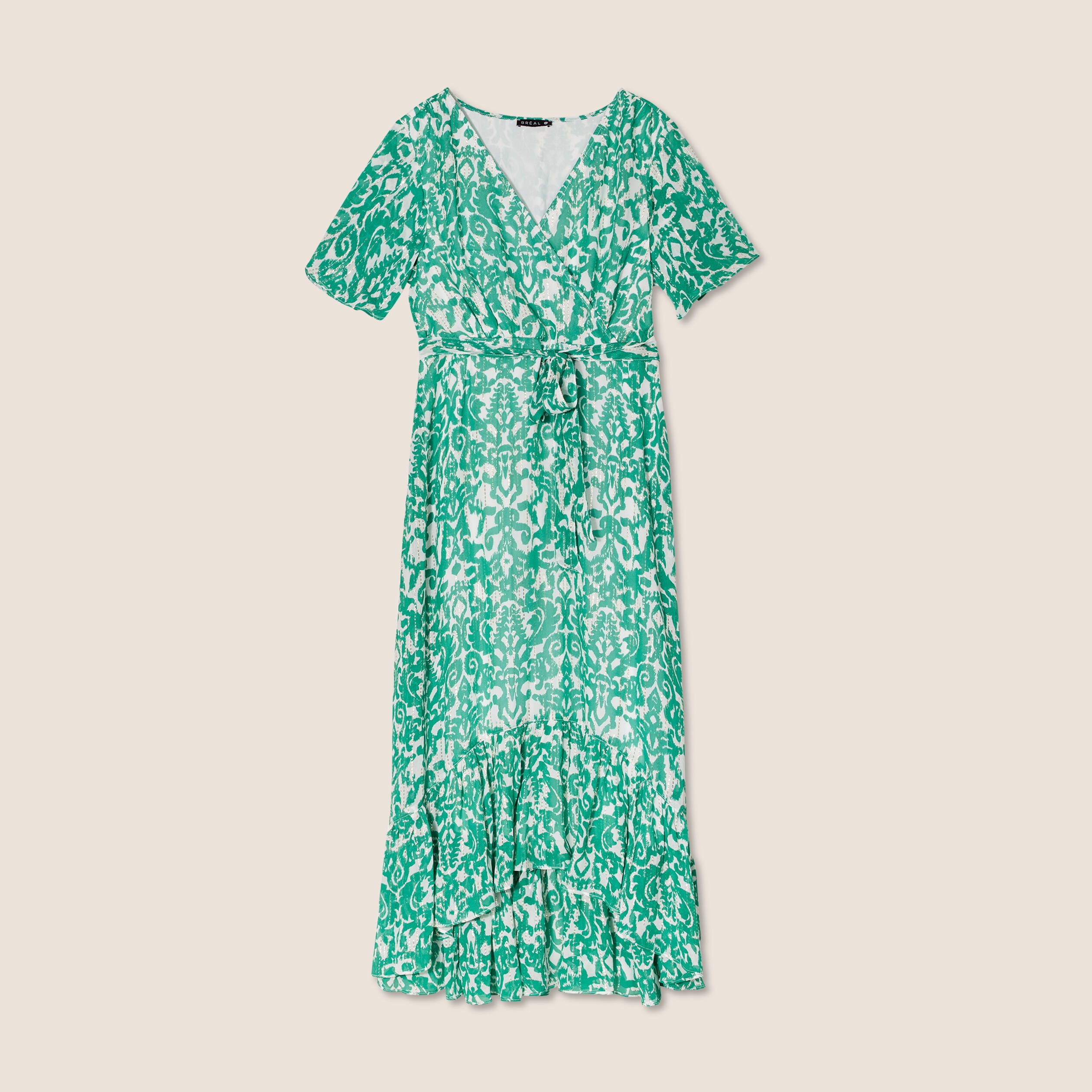 robe longue evasee fluide vert femme Robe longue évasée fluide vert femme