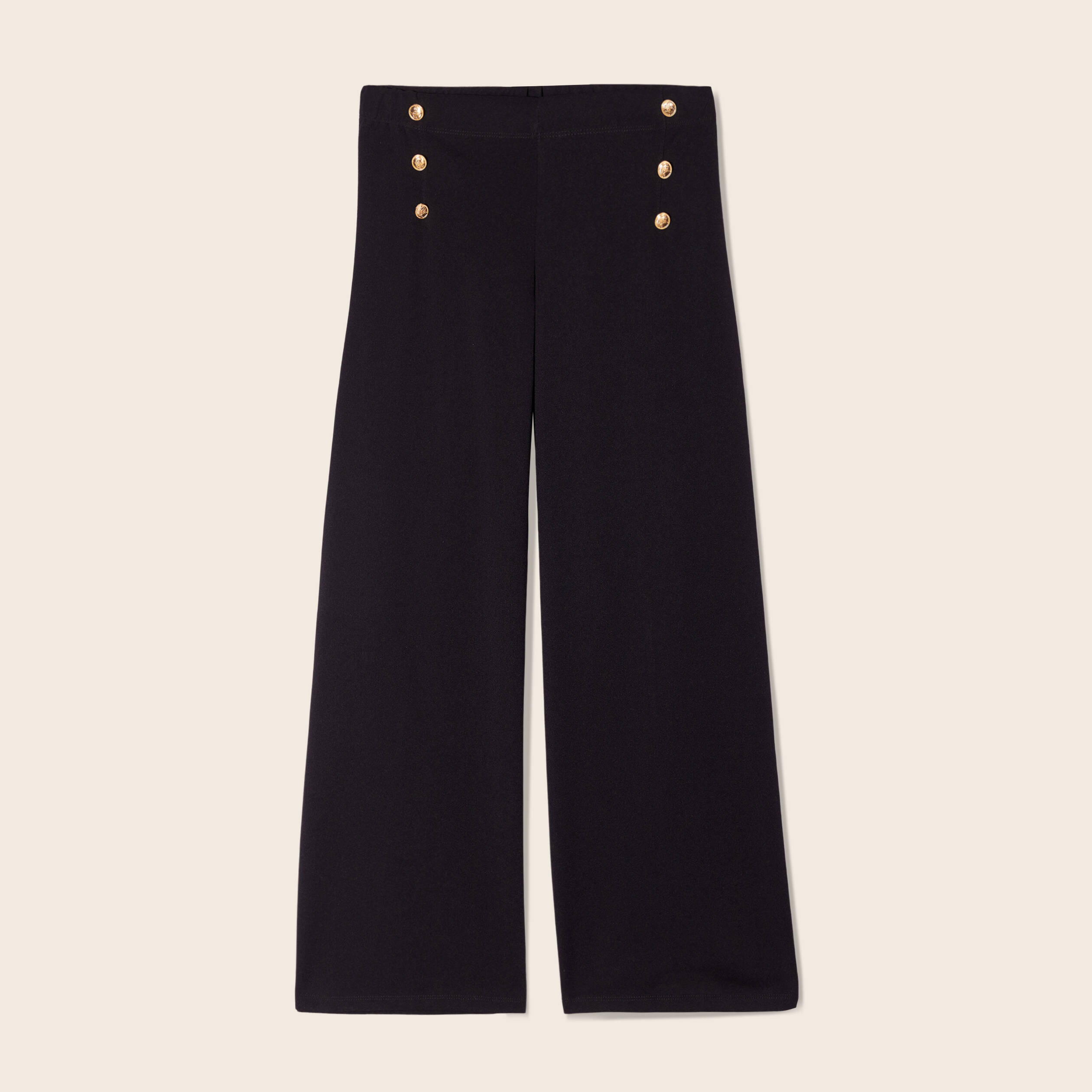 Pantalon coupe large &agrave; pont noir femme