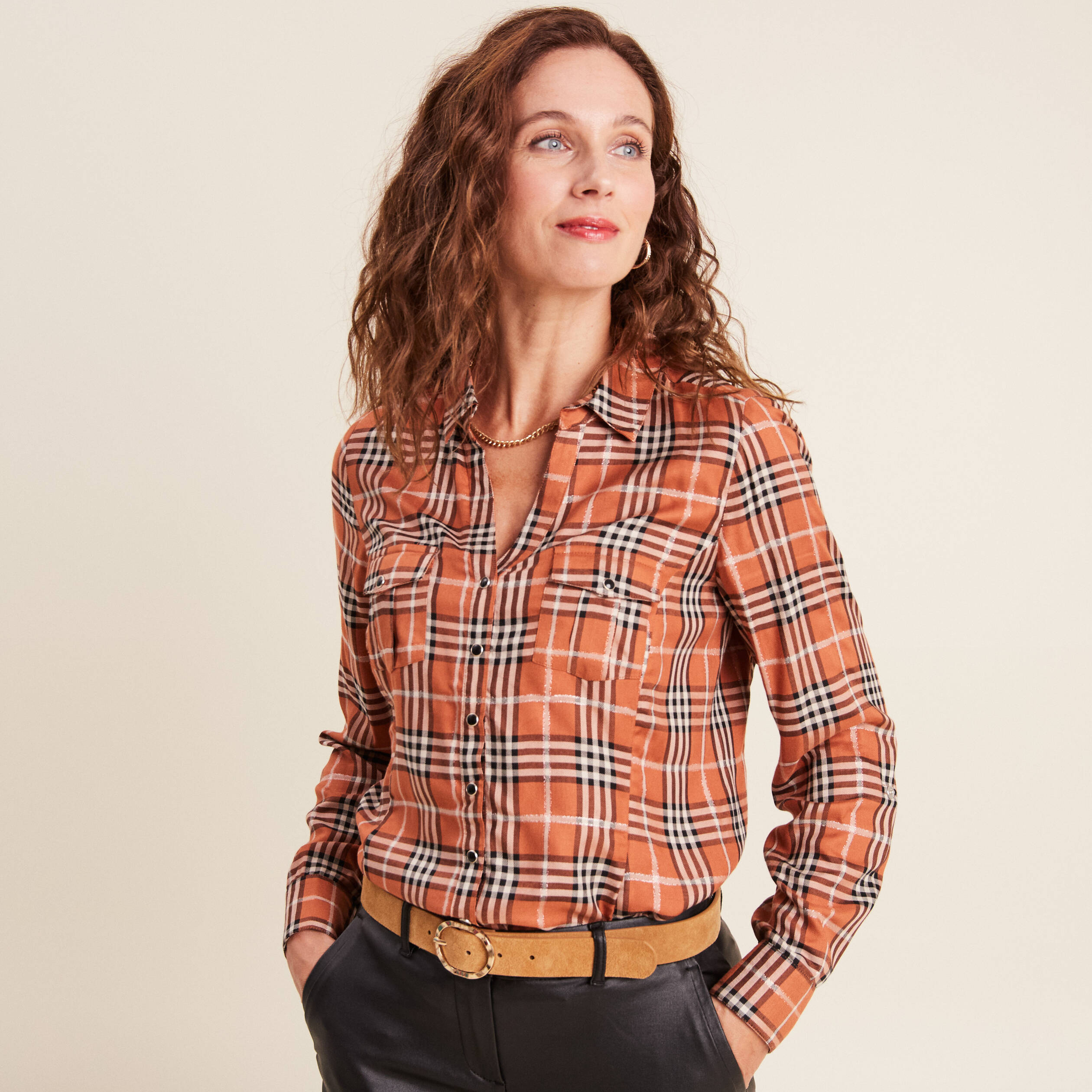 chemise manches longues orange femme Chemise manches longues orange femme