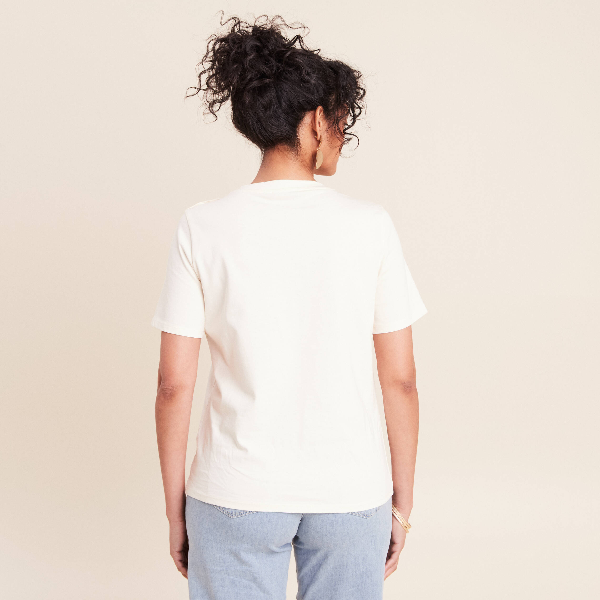 T-shirt manches courtes ecru femme