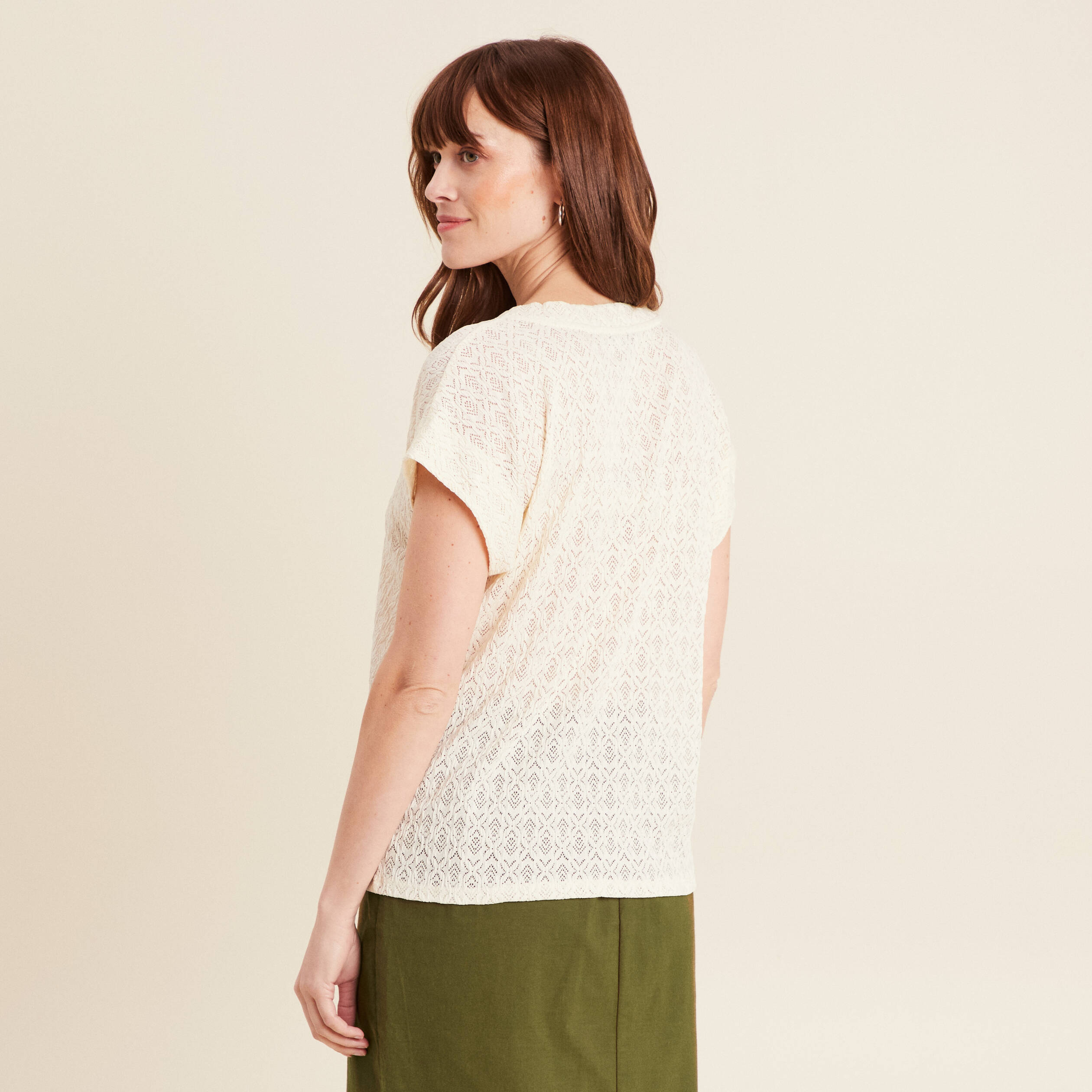 t shirt manches courtes ecru femme T-shirt manches courtes ecru femme
