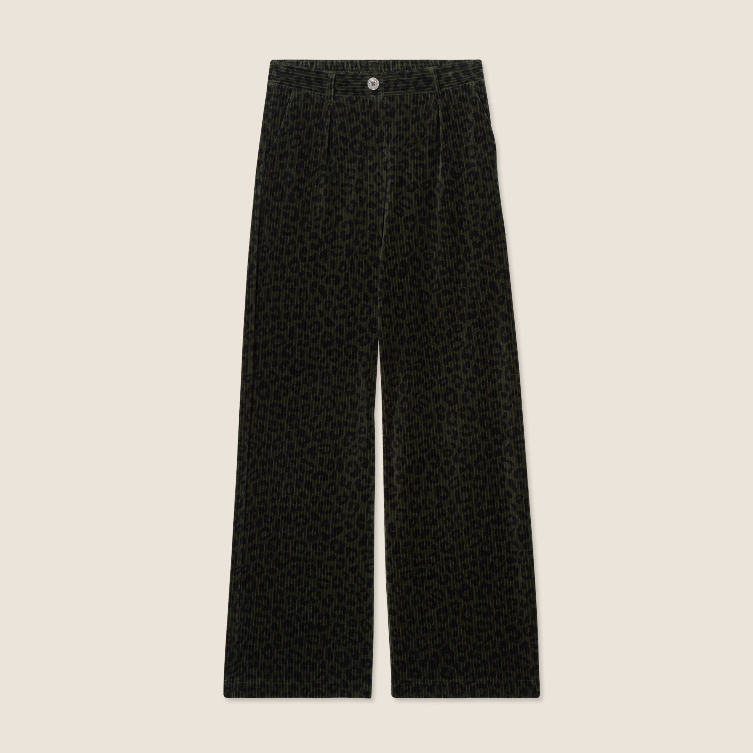 pantalon large velours vert fonce femme Pantalon large velours vert foncé femme