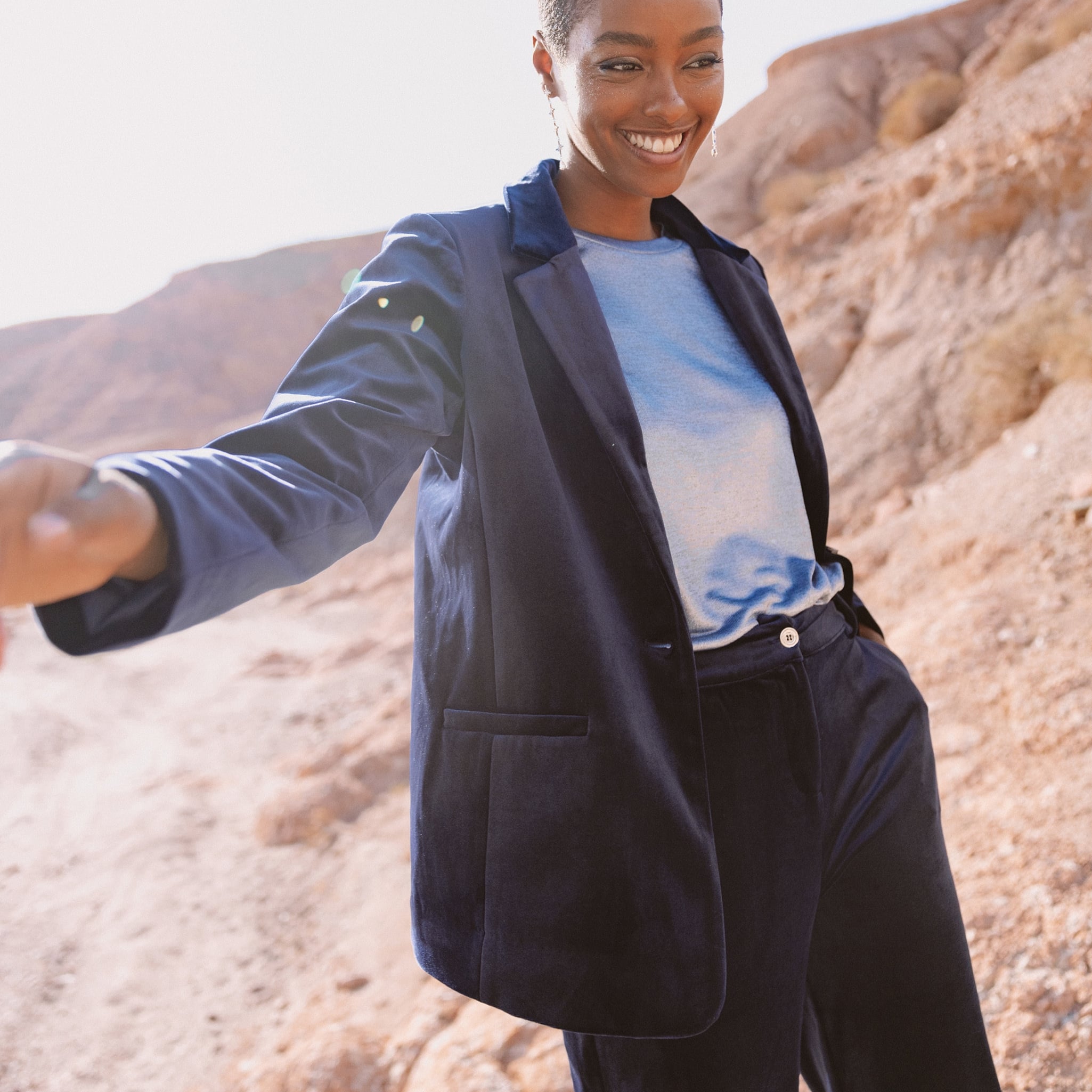 Veste Chaude Freeman T. Porter Femme - Velours Dé Lavé Bleu Marine, Matelassée, Taille S - Neuf Étiqueté