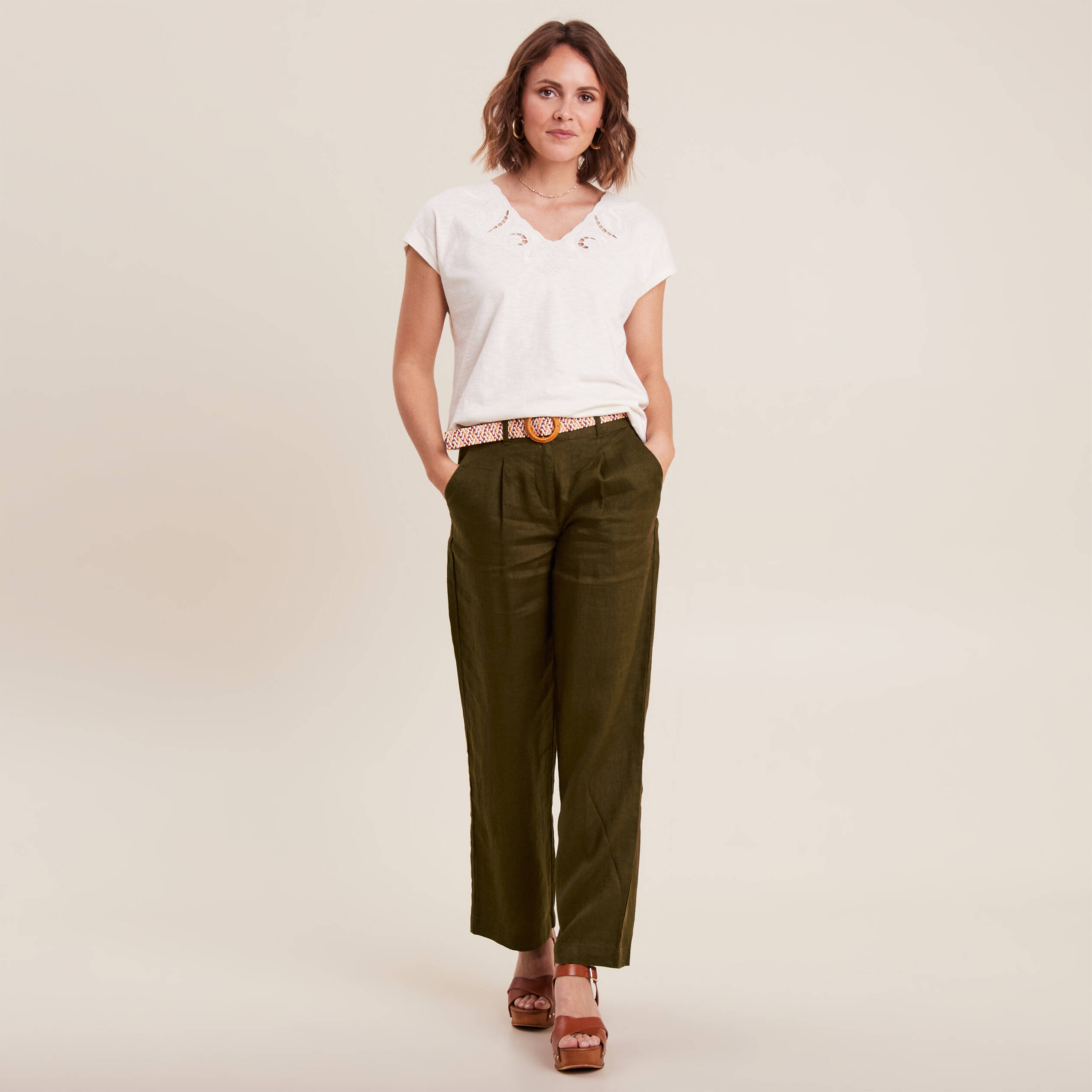t shirt manches courtes ecru femme T-shirt manches courtes ecru femme