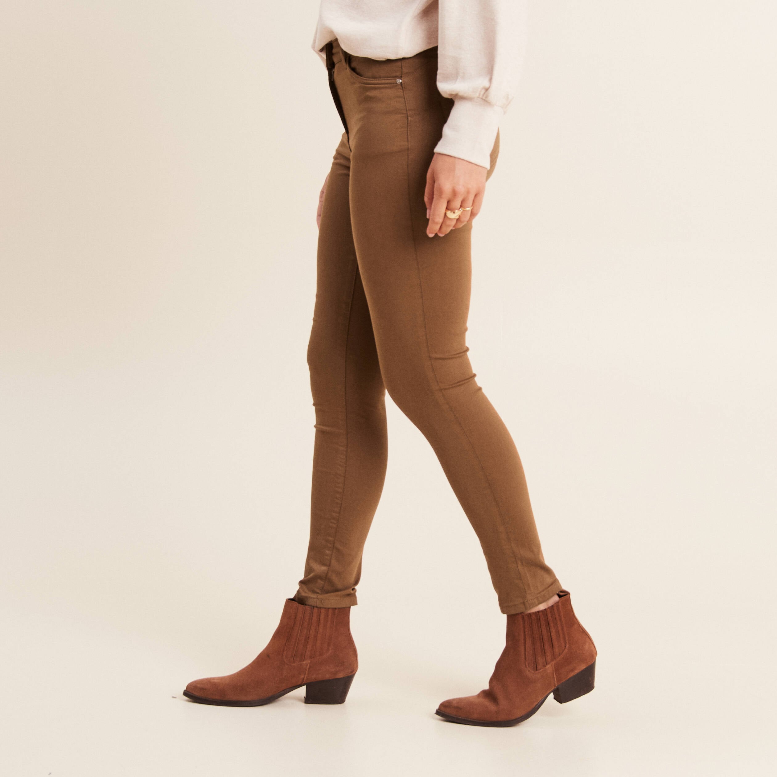 Pantalon magique Le L&eacute;ger coupe ajust&eacute;e taupe femme