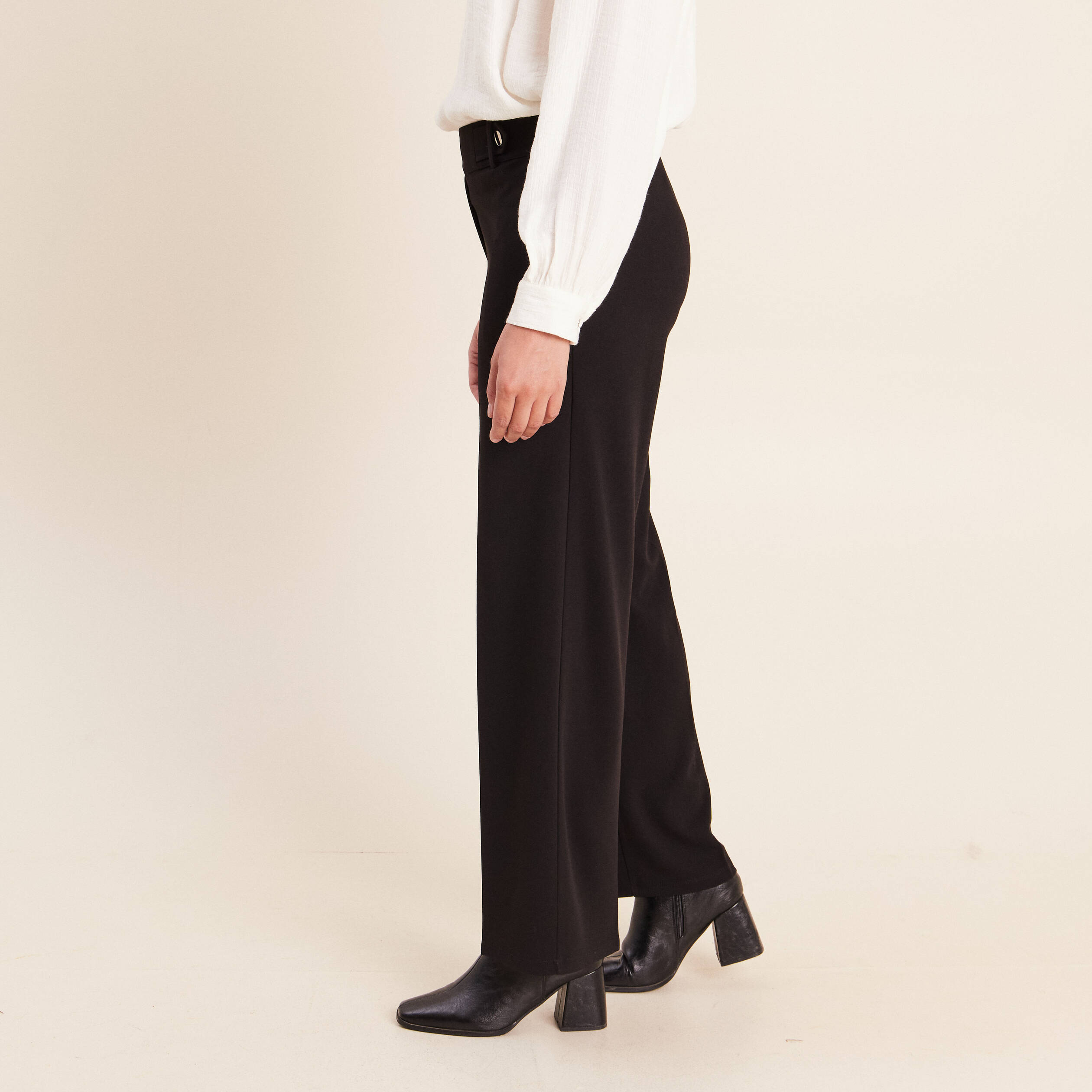 Pantalon taille haute noir femme