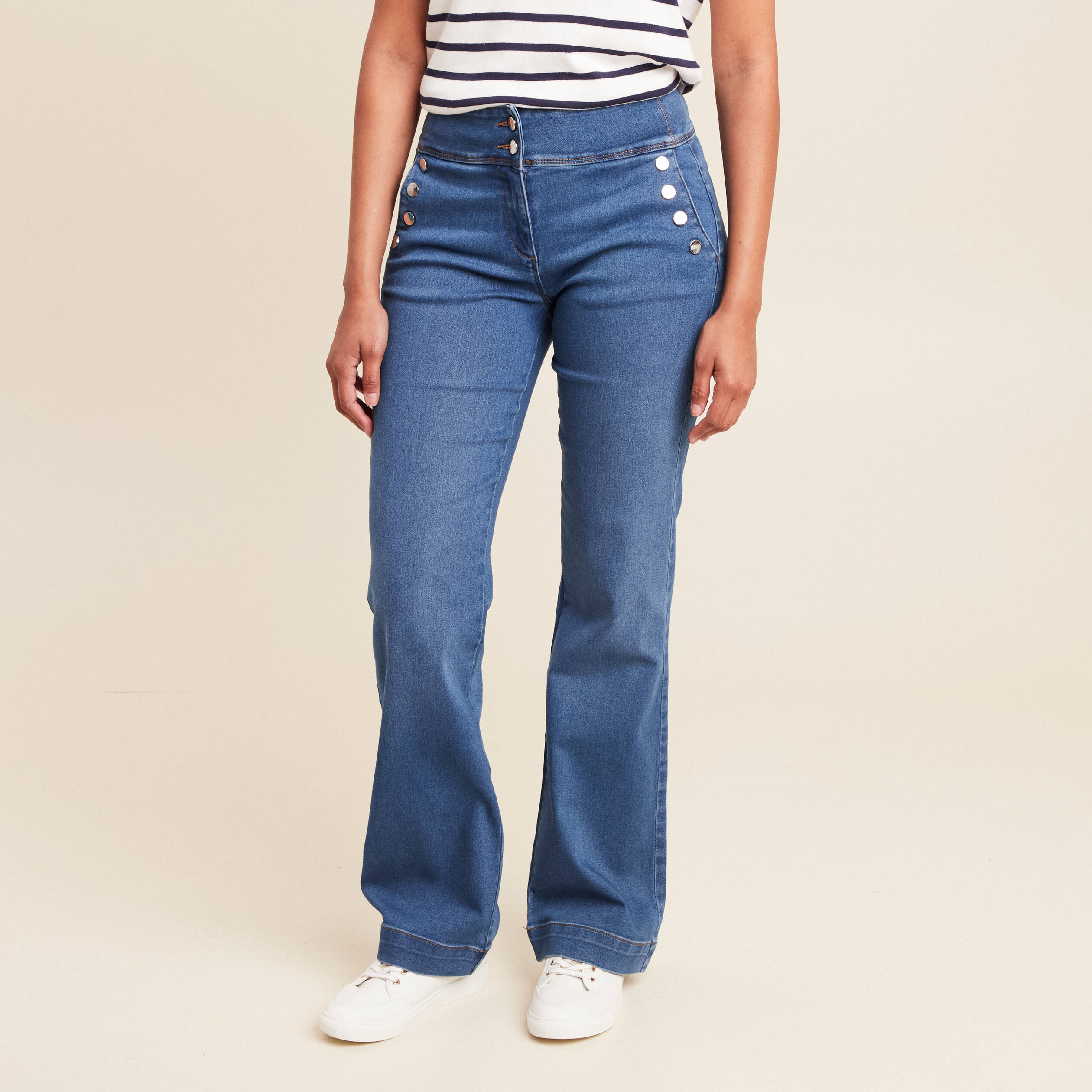 jean bootcut taille haute denim stone femme Jean bootcut taille haute denim stone femme