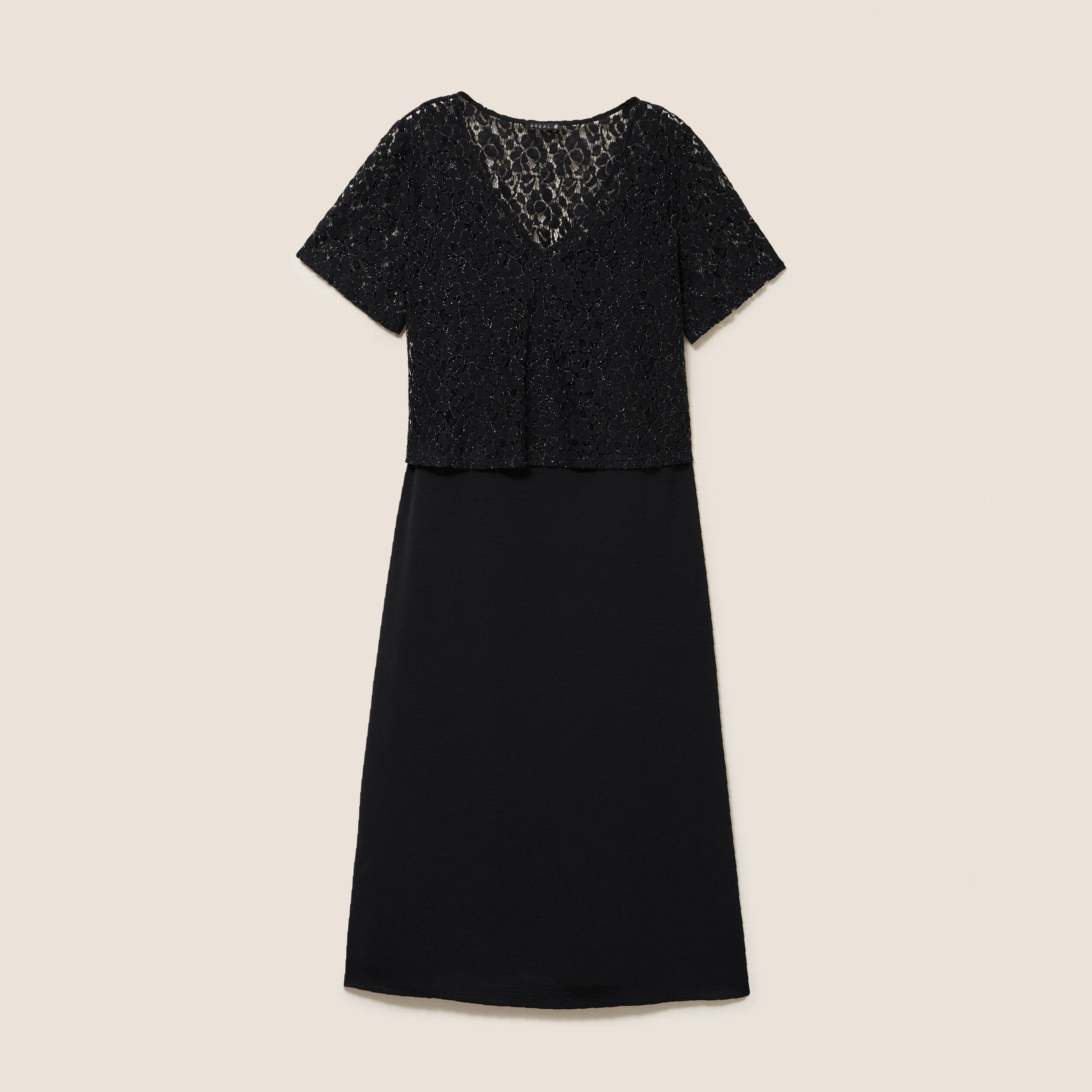 Robe longue &eacute;vas&eacute;e 2 en 1 col rond noir femme