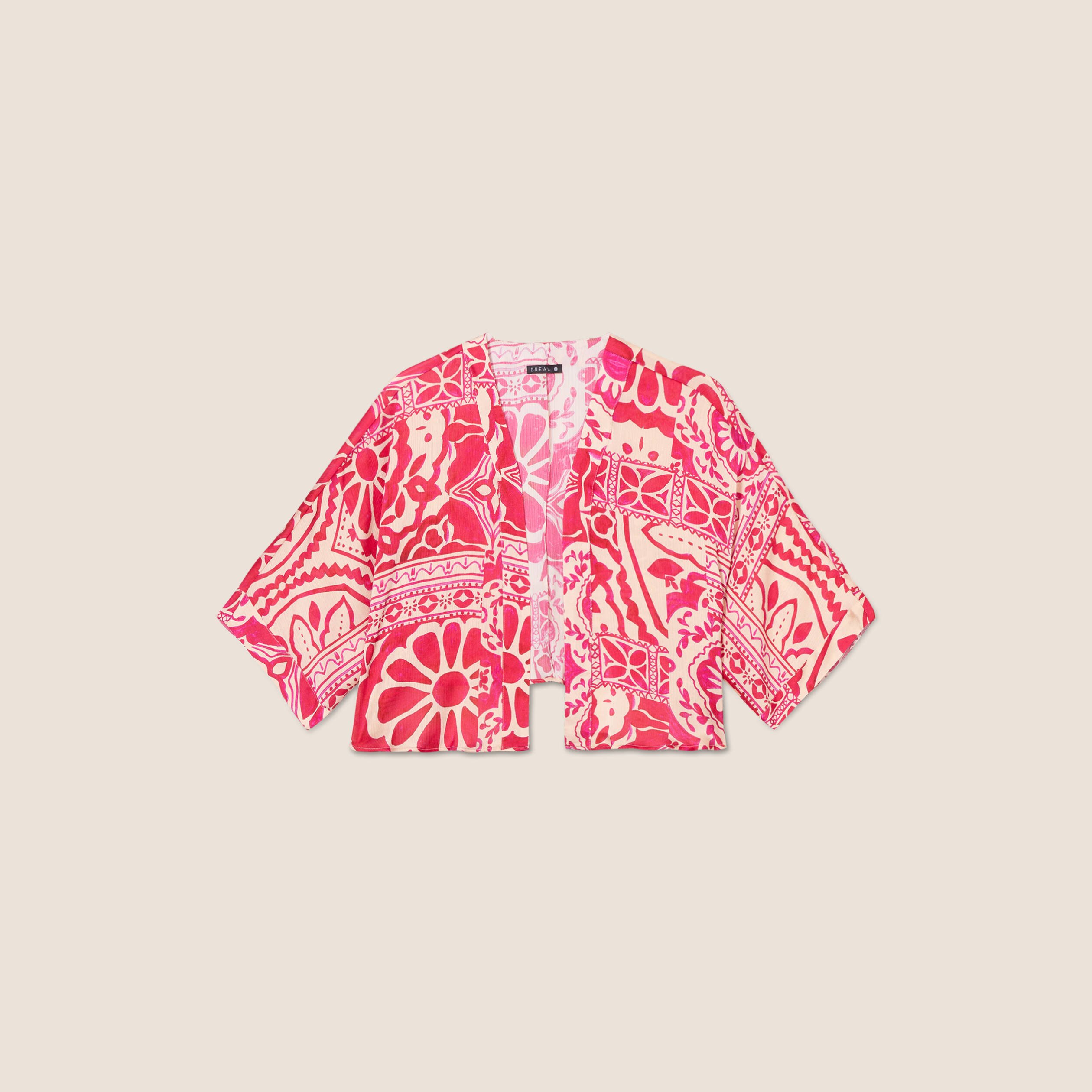 kimono imprime rose fushia femme Kimono imprimé rose fushia femme
