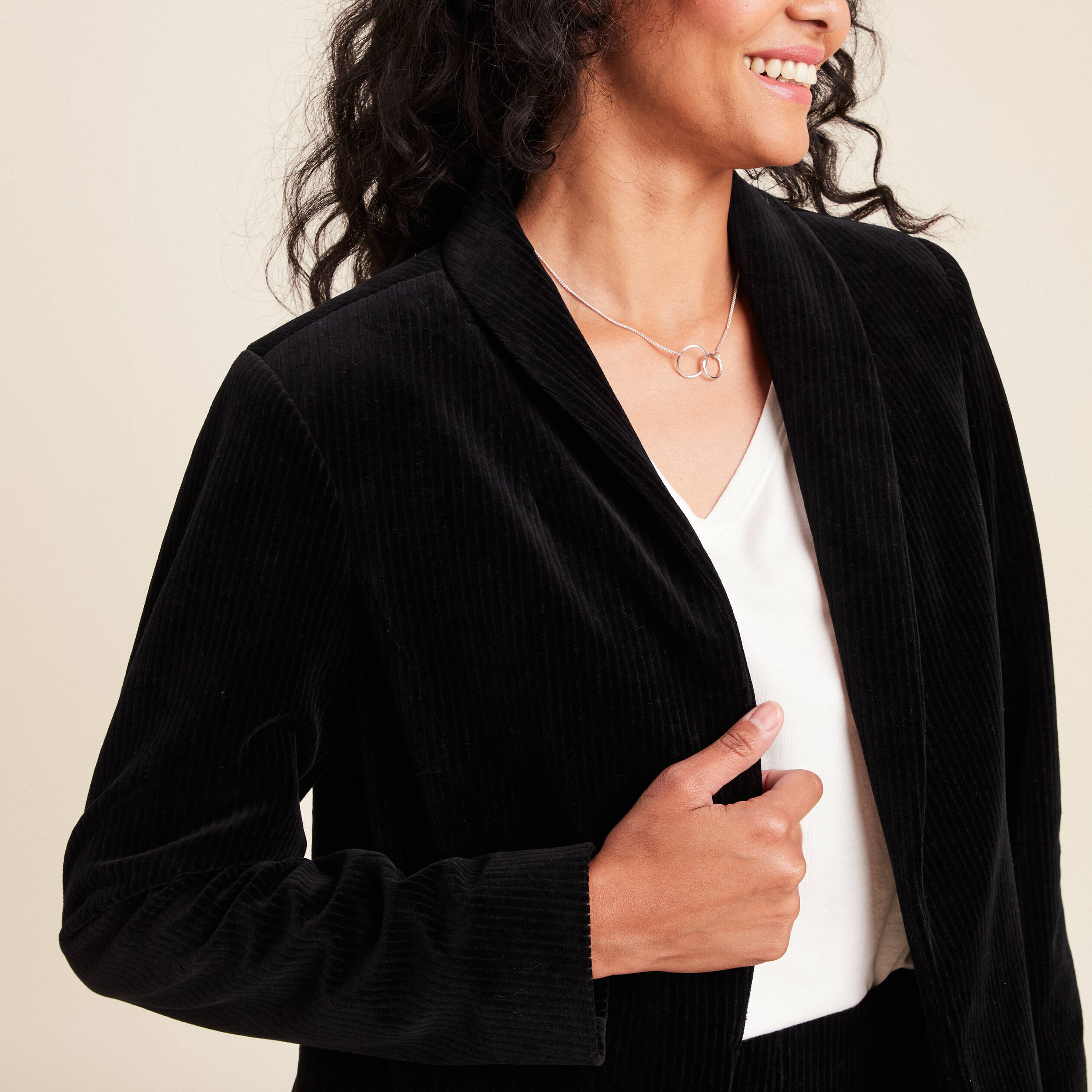 Veste tailleur velours noir femme