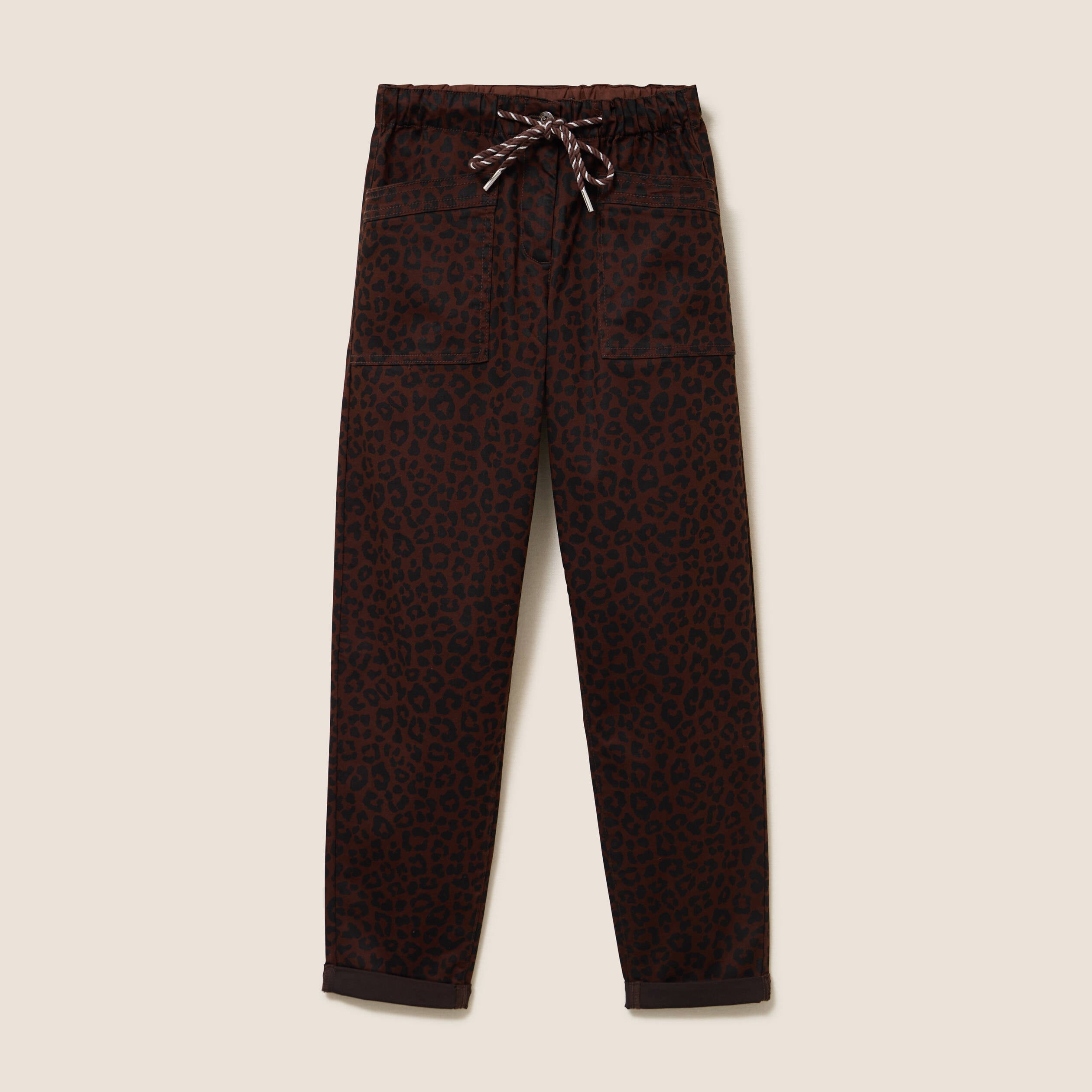 Pantalon coupe mom 7/8&egrave;me marron femme