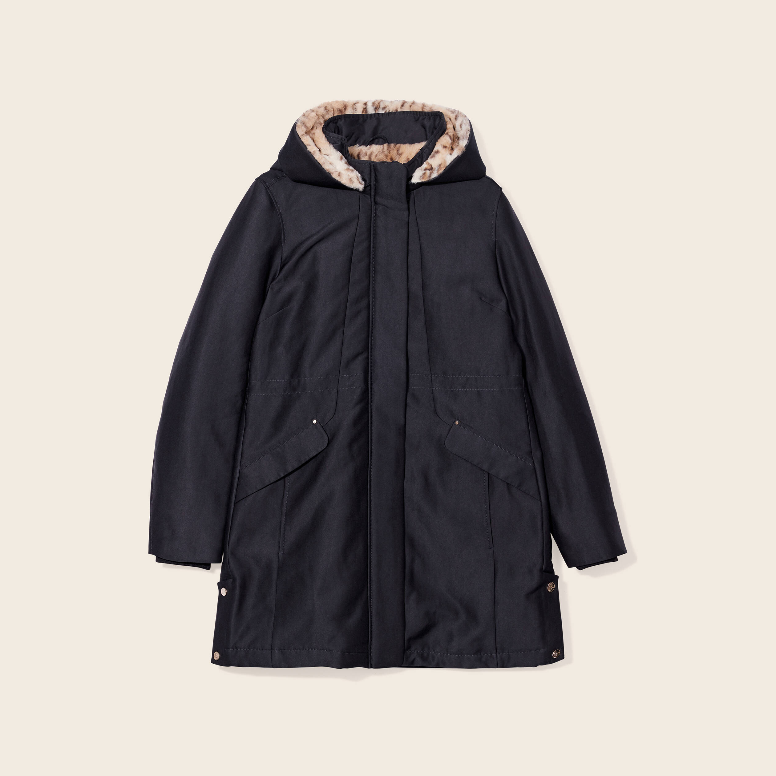 parka droite a capuche noir femme Parka droite à capuche noir femme
