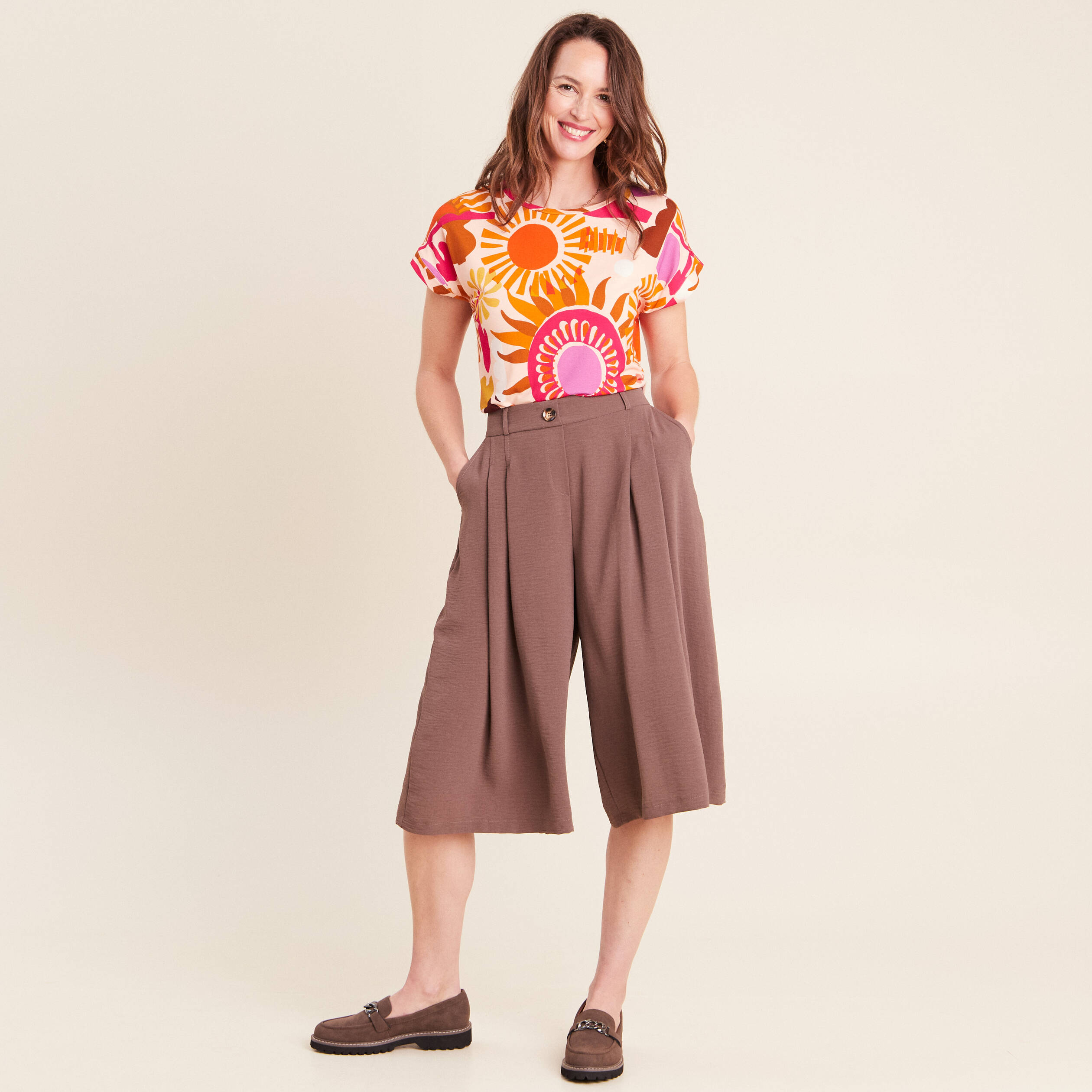 Jupe culotte marron femme