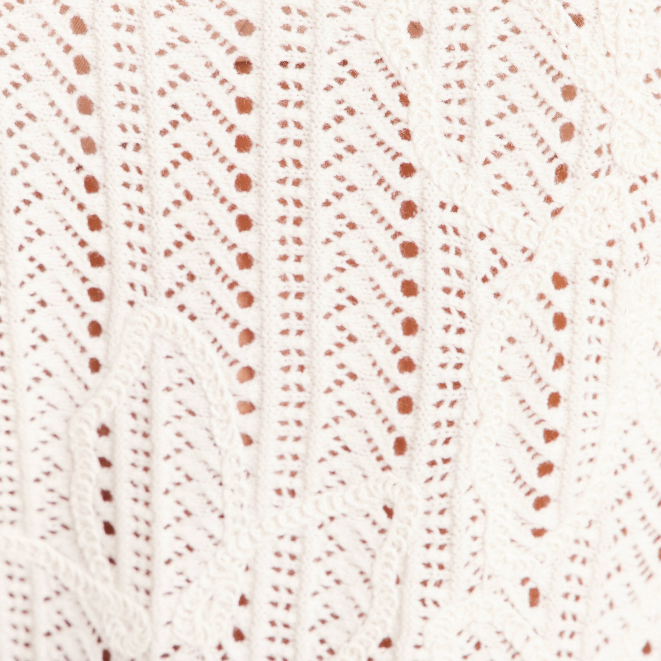 Pull ajour&eacute; col rond ecru femme