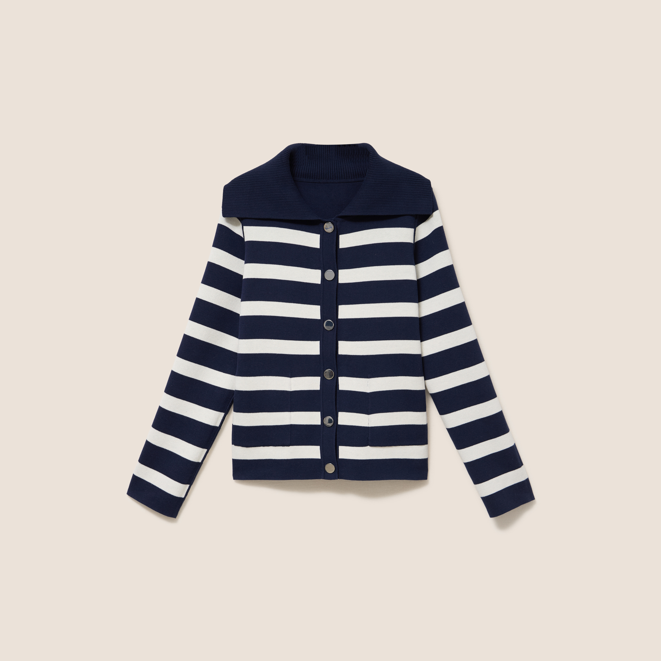 Veste r&eacute;versible en maille bleu femme