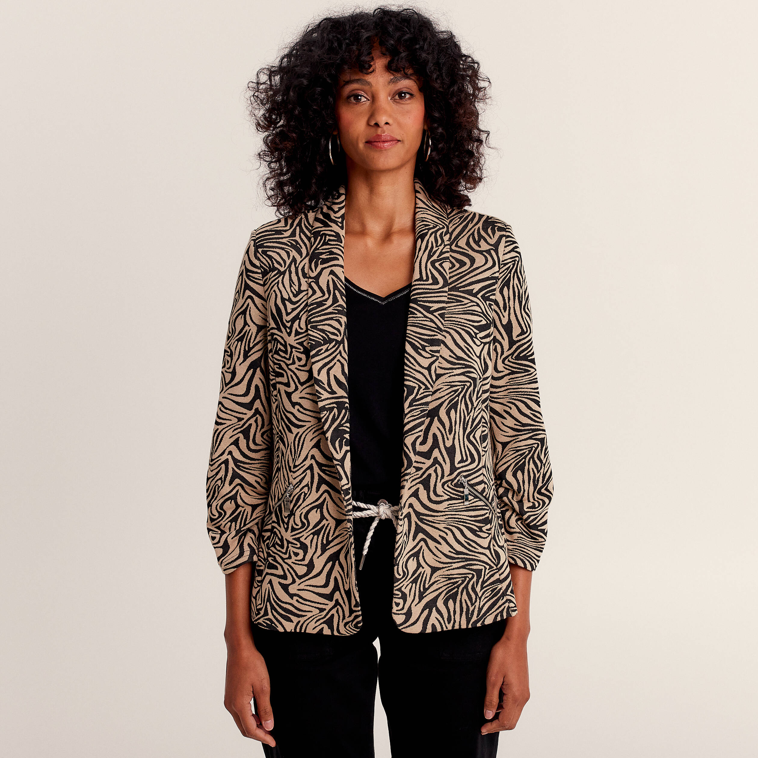 veste droite manches 34 noir femme Veste droite manches 3/4 noir femme