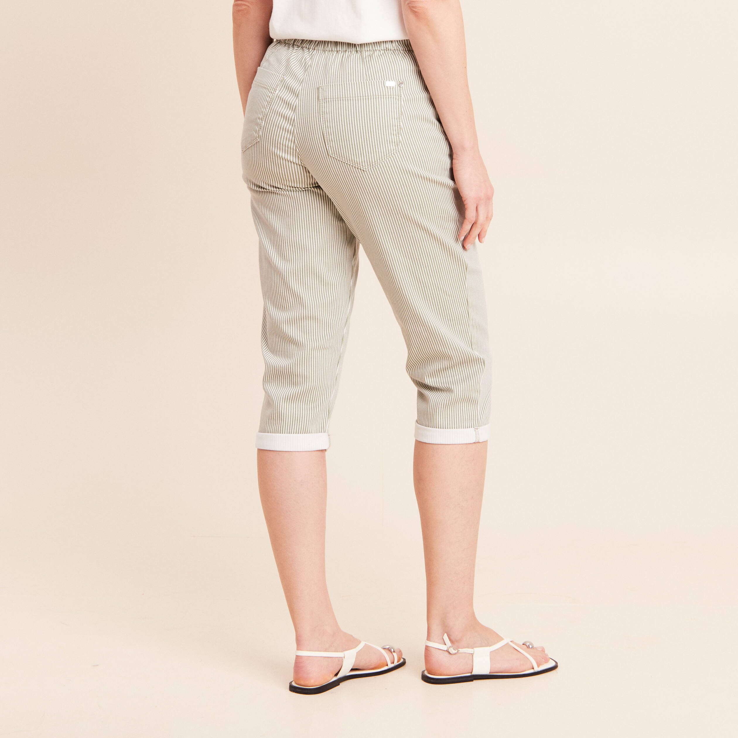 Pantacourt coupe mom large vert femme