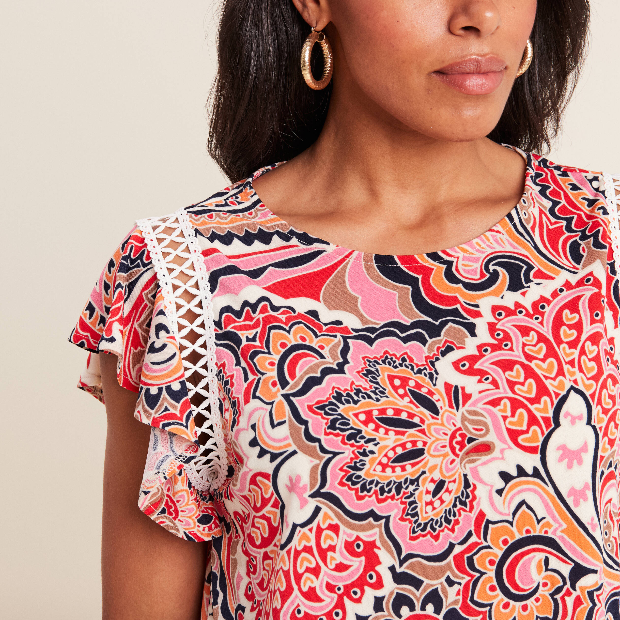 t shirt manches courtes multicolore femme T-shirt manches courtes multicolore femme