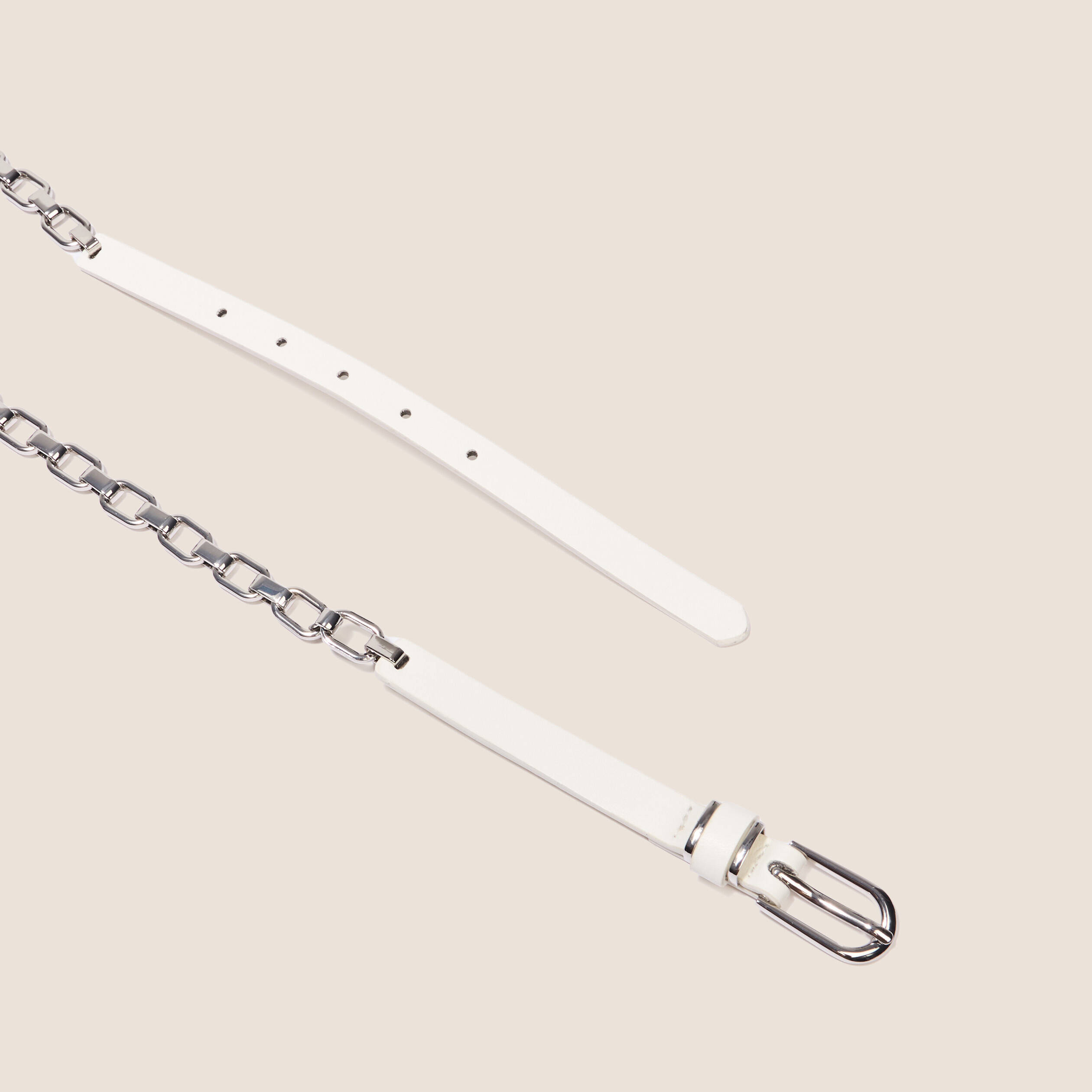 ceinture fine detail chaine ecru femme Ceinture fine détail chaîne ecru femme