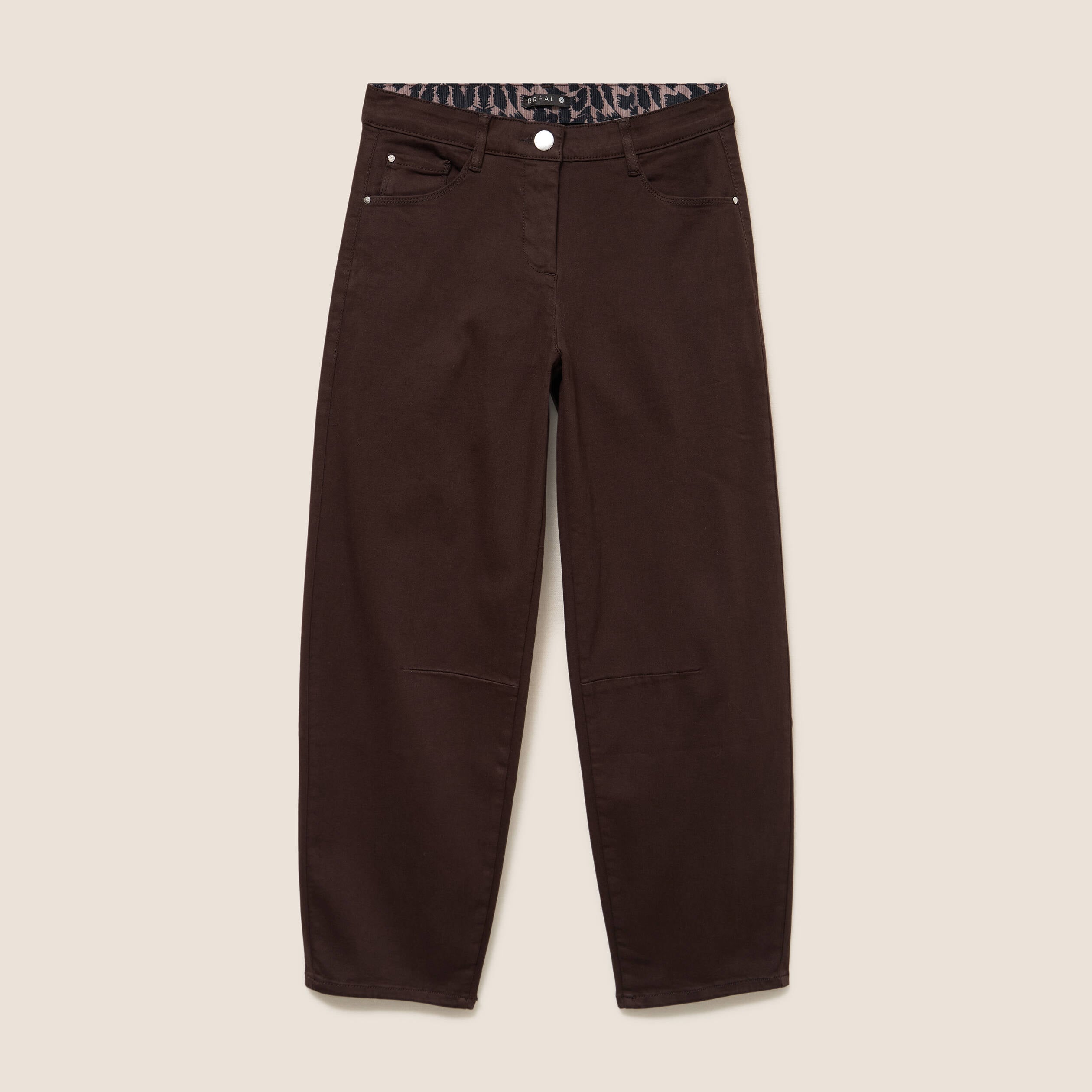 Pantalon magique coupe barrel l'Unique marron fonc&eacute; femme