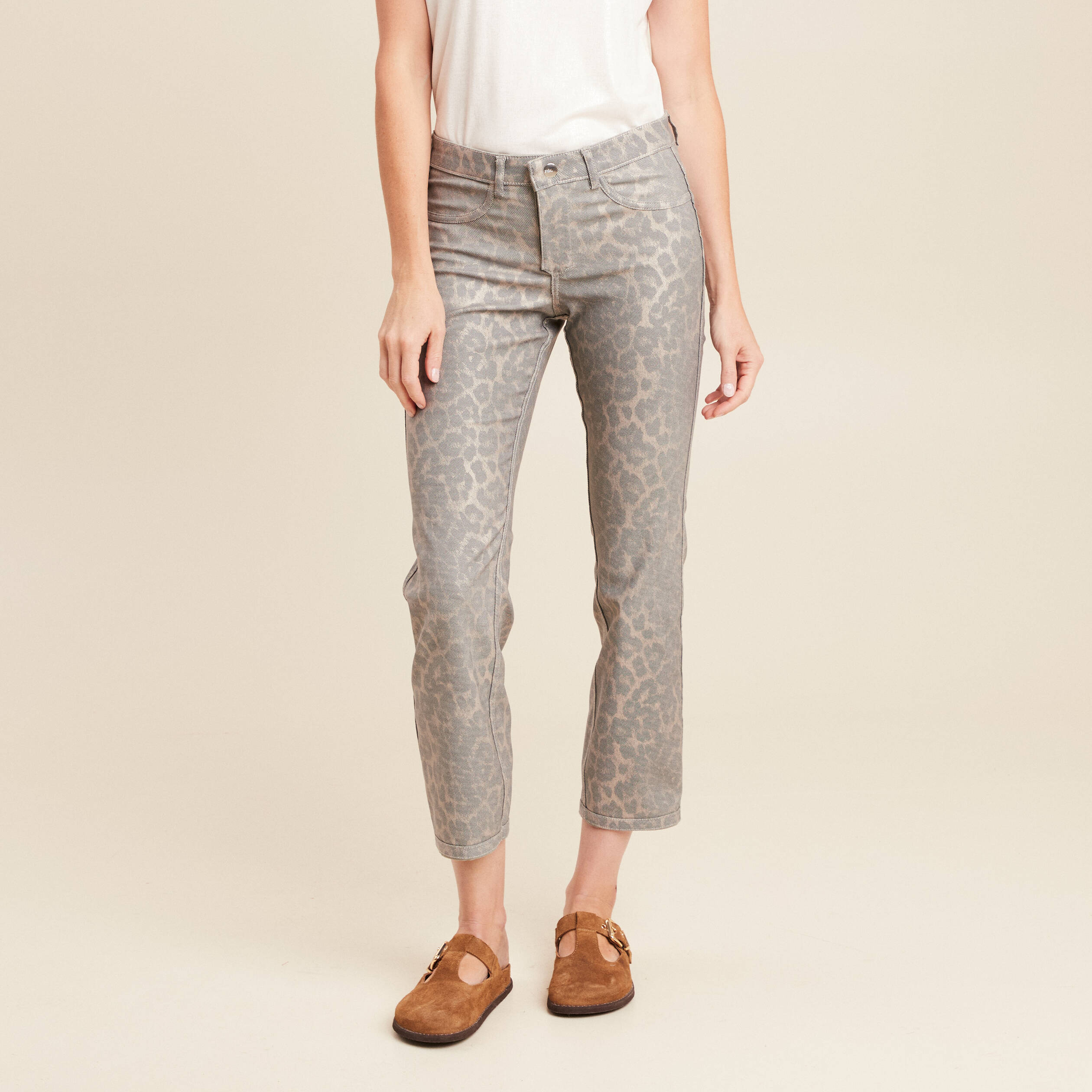 pantalon reversible droit 78eme vert olive femme Pantalon réversible droit 7/8ème vert olive femme