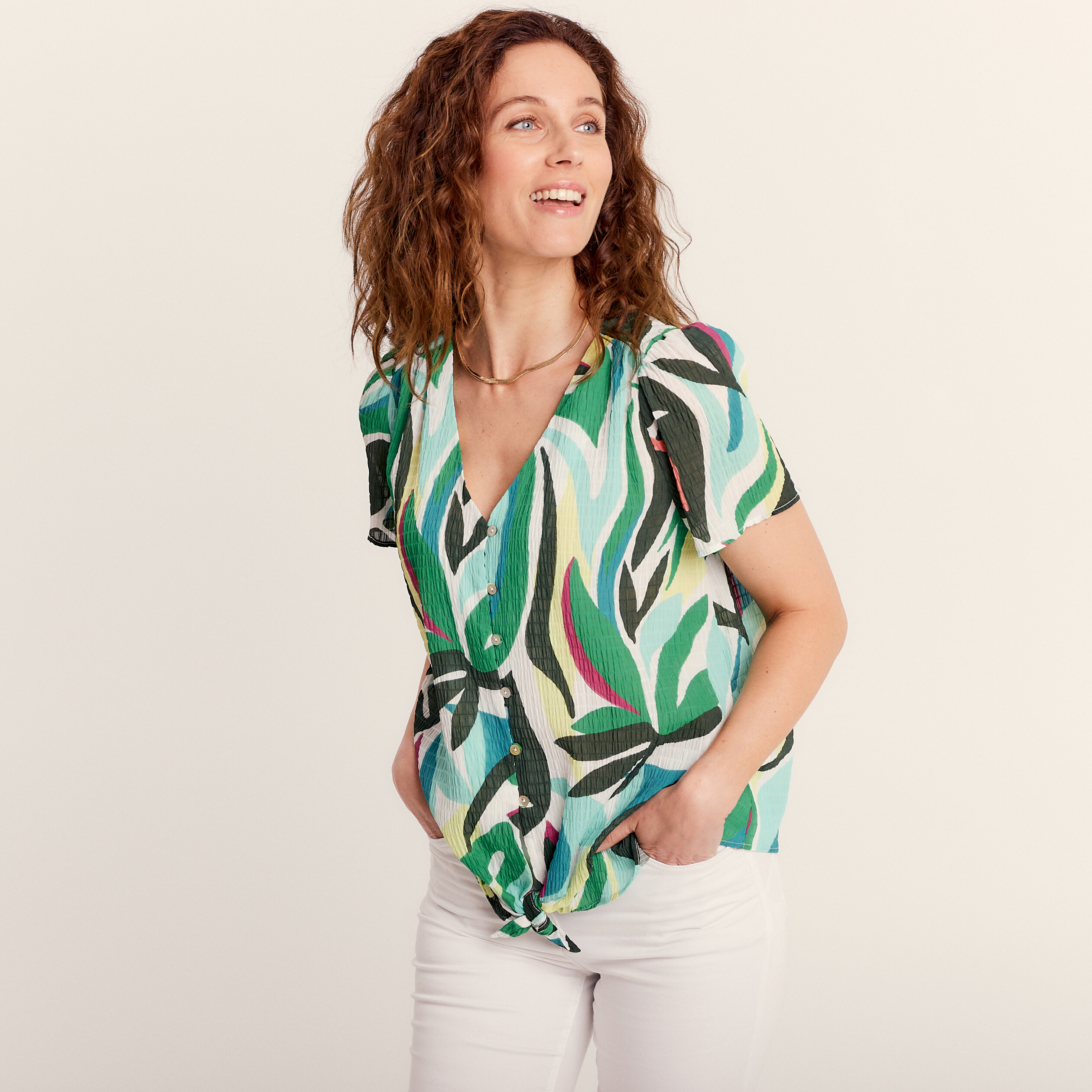 Blouse manches courtes bleu femme Vibs