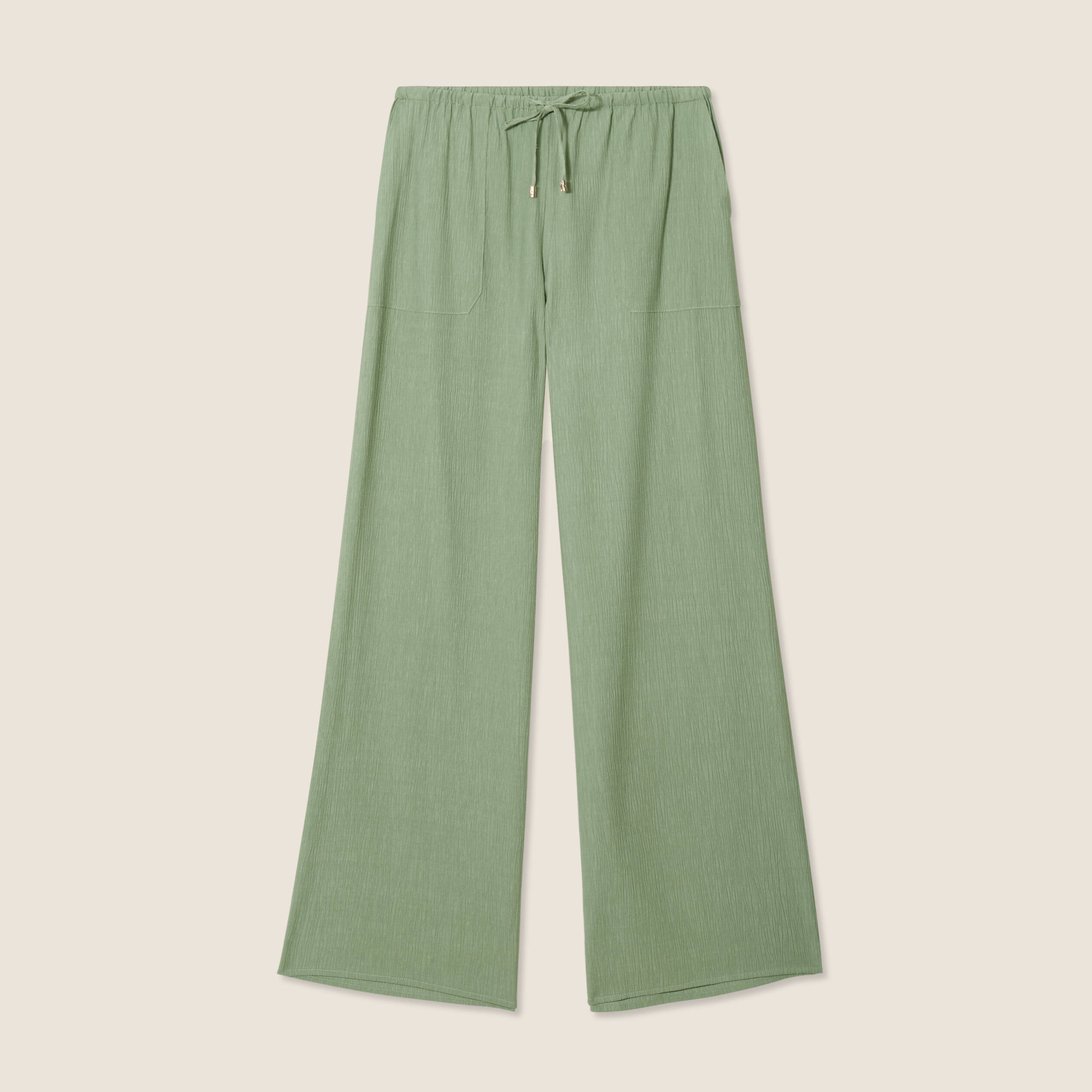 Pantalon large fluide vert kaki femme