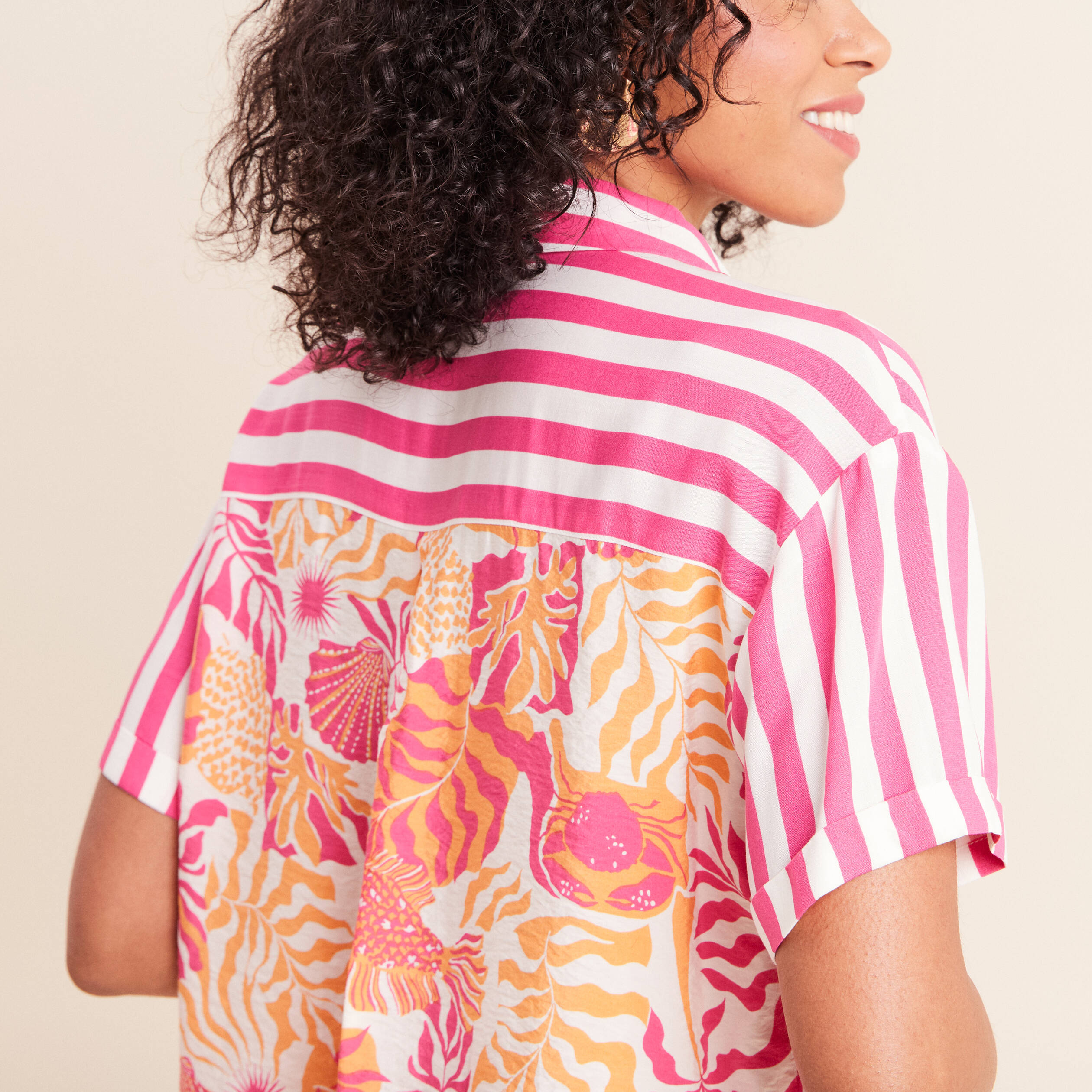 Chemise fluide manches courtes rose fushia femme