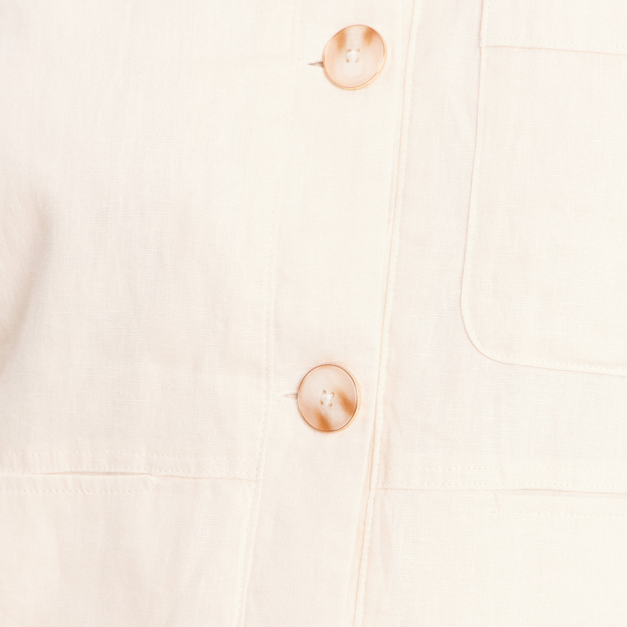 Veste courte droite manches longues beige femme