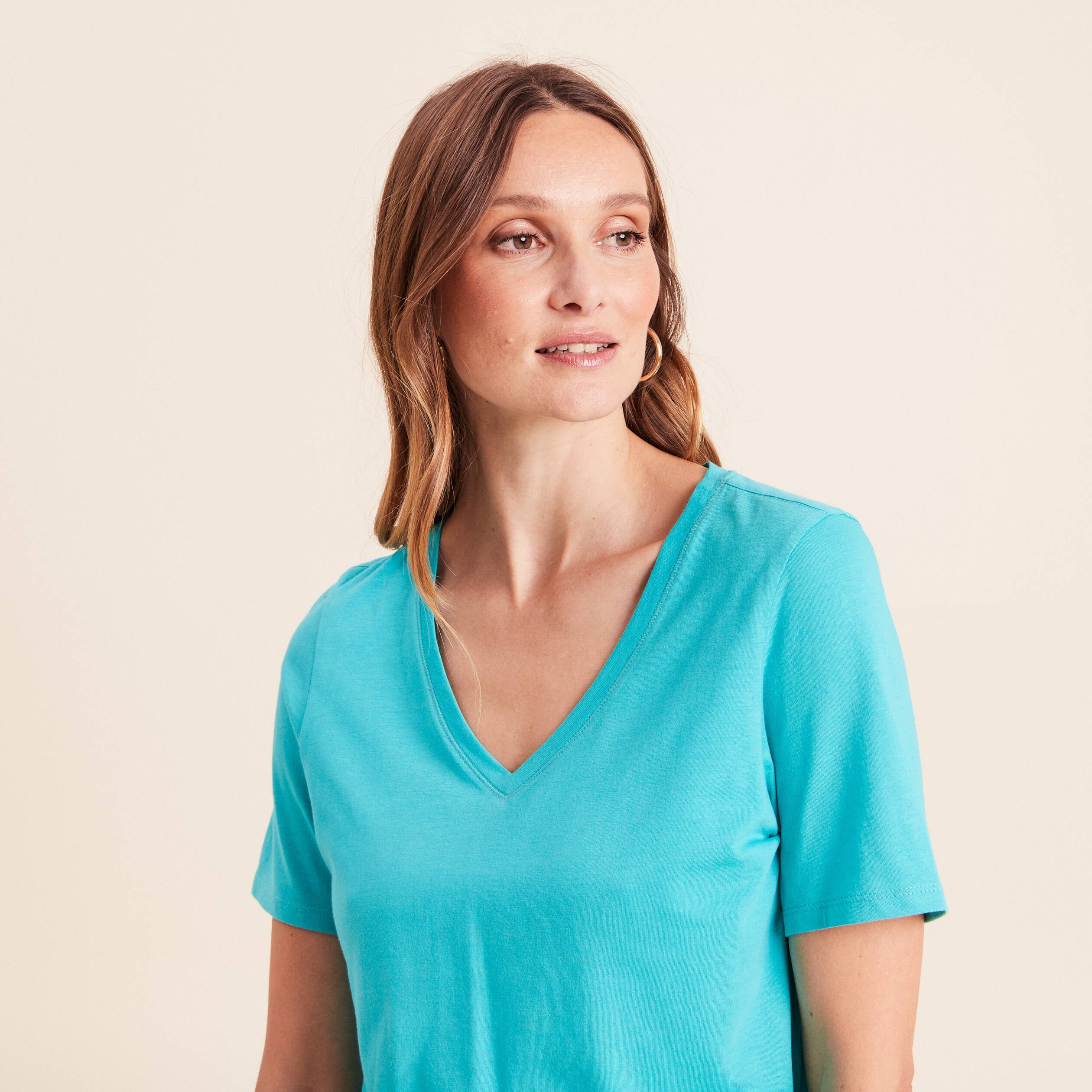 T-shirt manches courtes vert turquoise femme