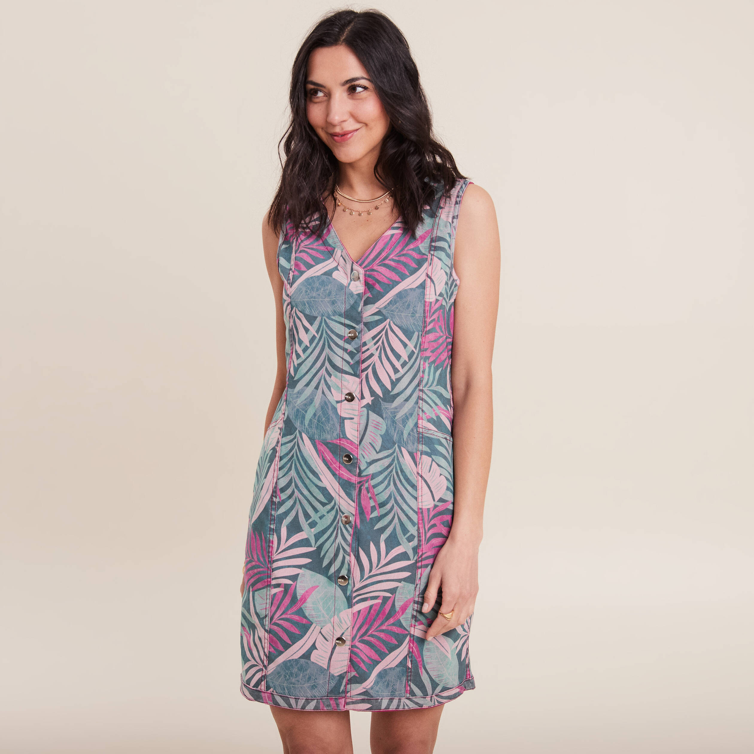 Robe fourreau r&eacute;versible rose fushia femme