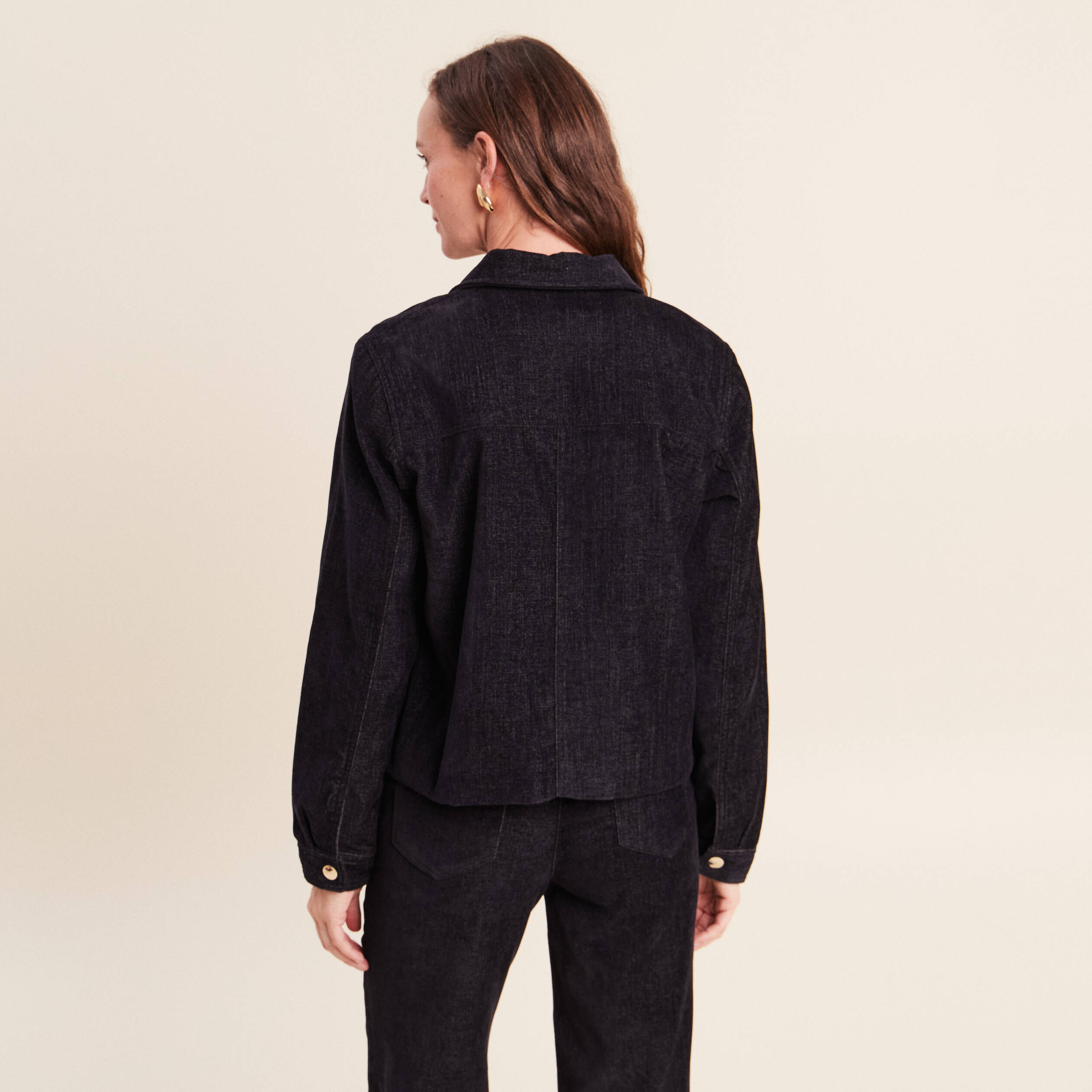 Veste courte droite denim brut femme