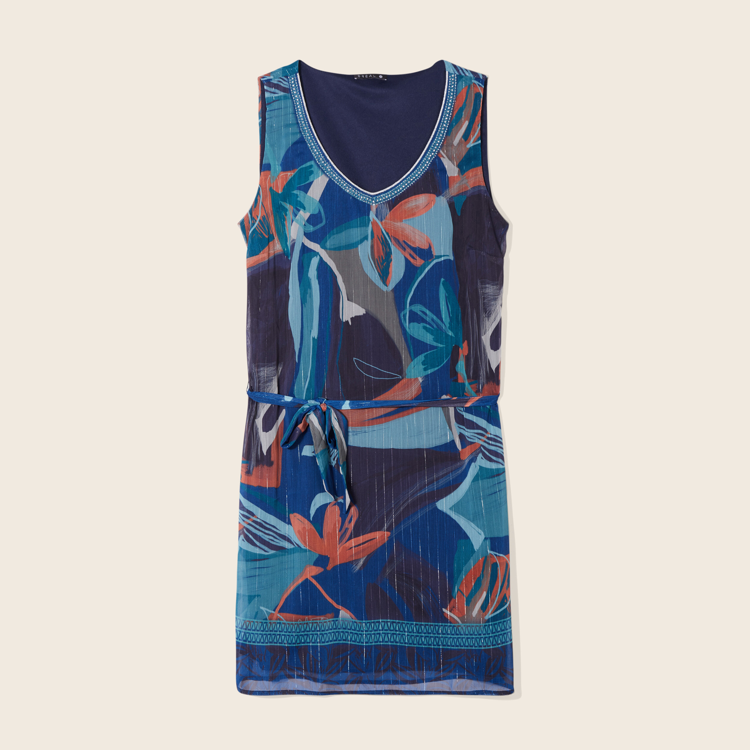 Robe droite sans manches multicolore femme
