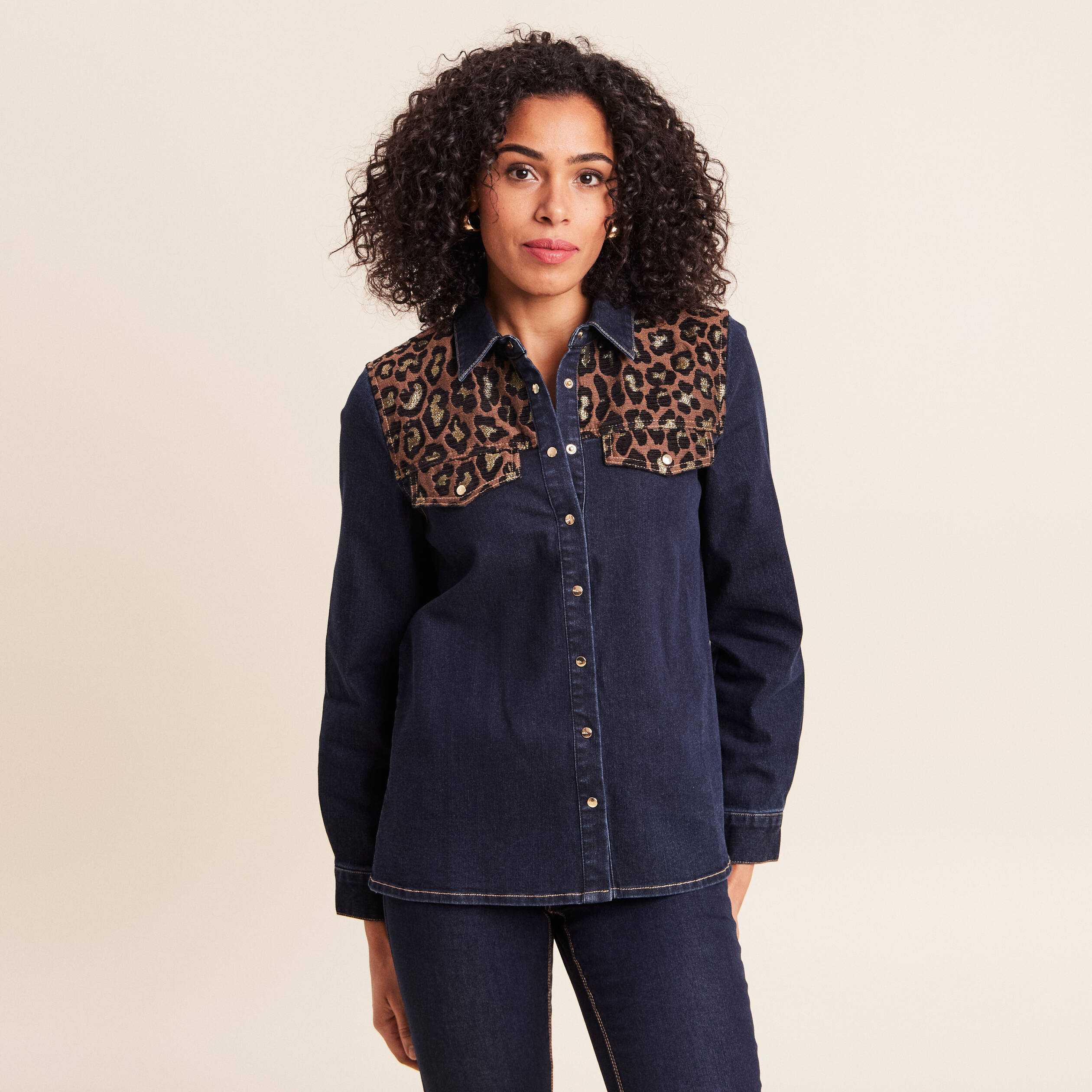 Chemise en jean manches longues denim brut femme