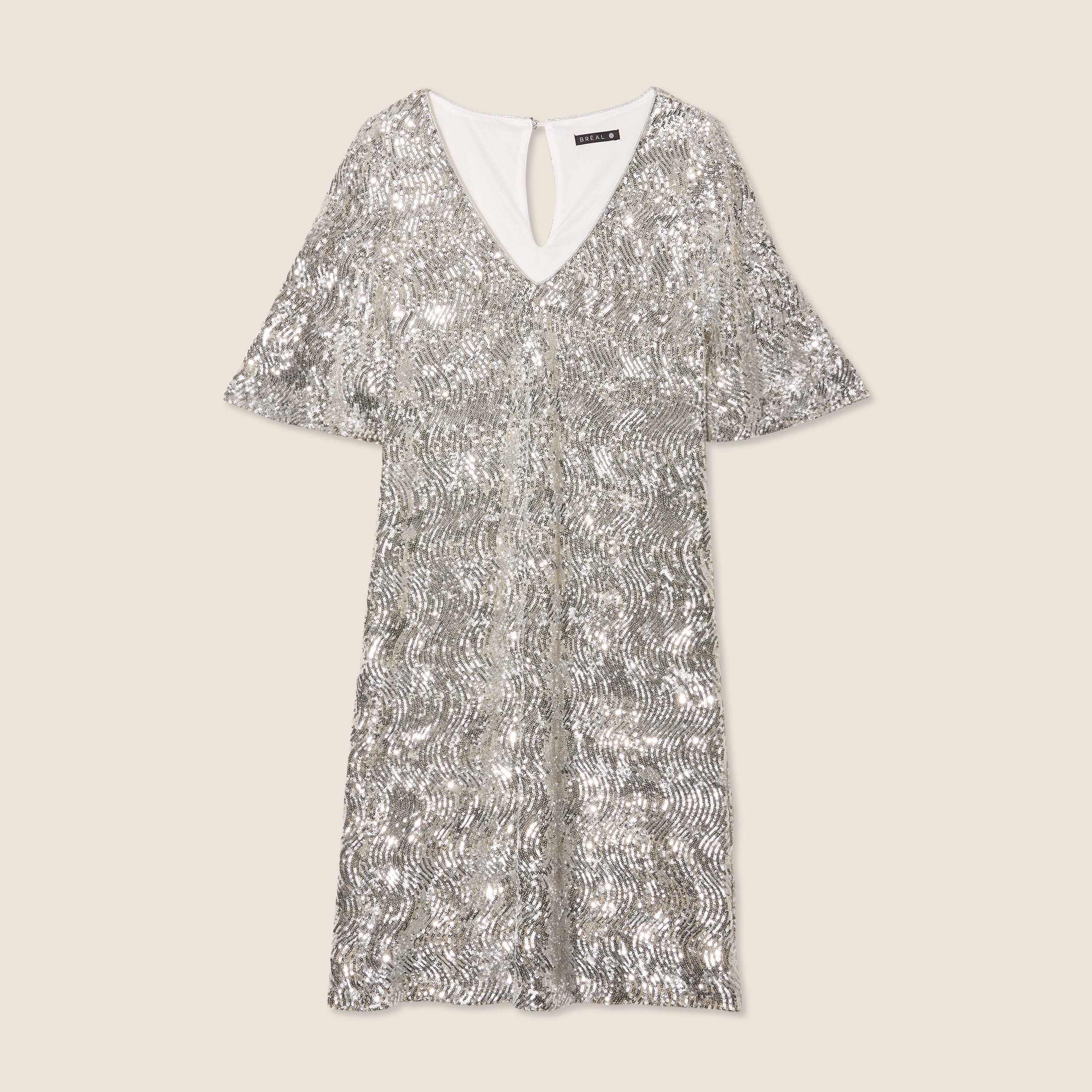 robe droite sequins gris argent femme Robe droite sequins gris argent femme